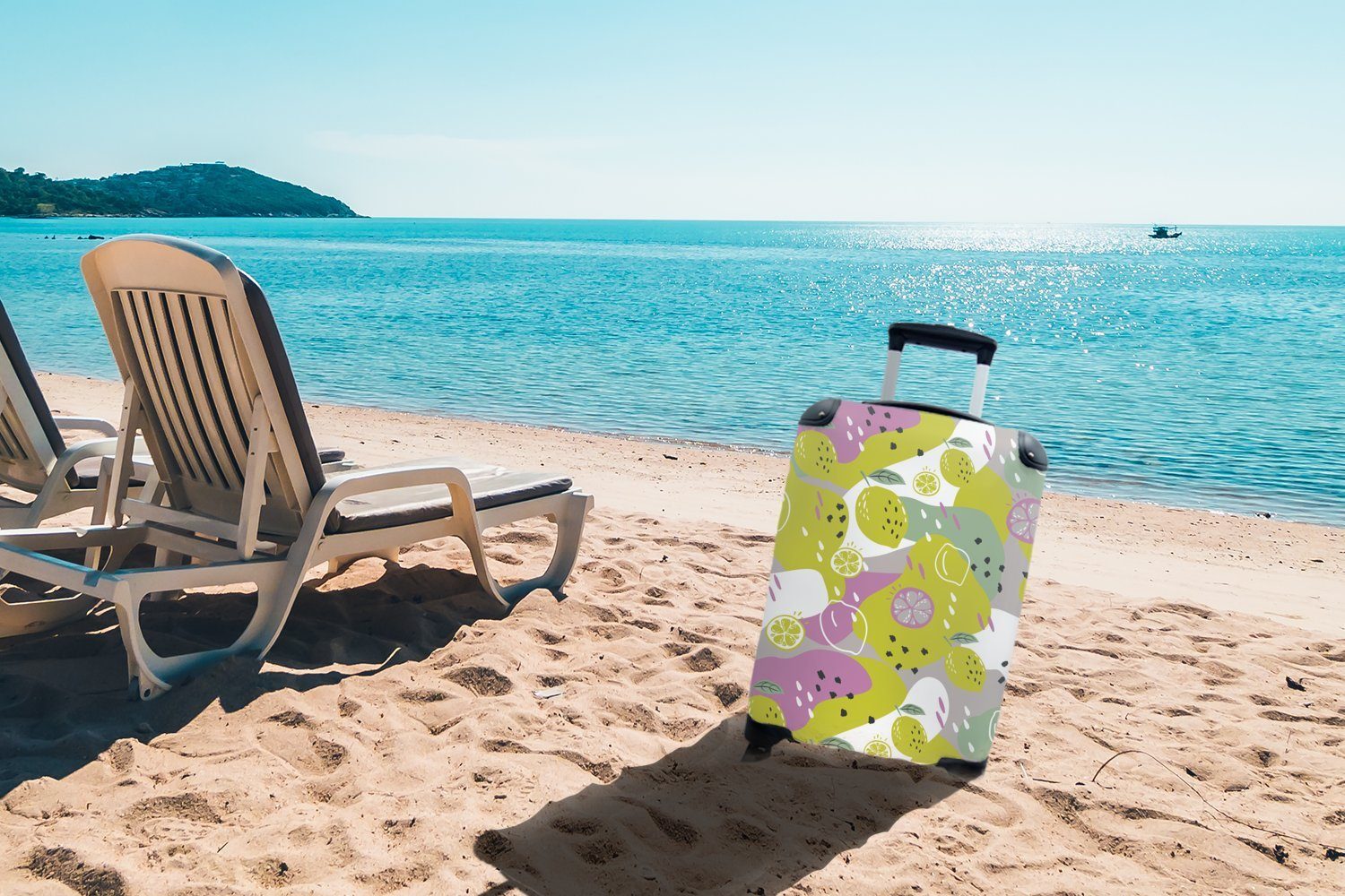 Handgepäck Reisekoffer Trolley, Ferien, mit Sommer Flecken, Rollen, MuchoWow Zitronen rollen, 4 Handgepäckkoffer Reisetasche für - -