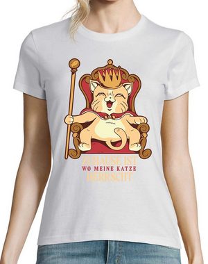 Youth Designz T-Shirt Meine Katze Herrscht Zuhause Damen T-Shirt mit lustigem Frontprint