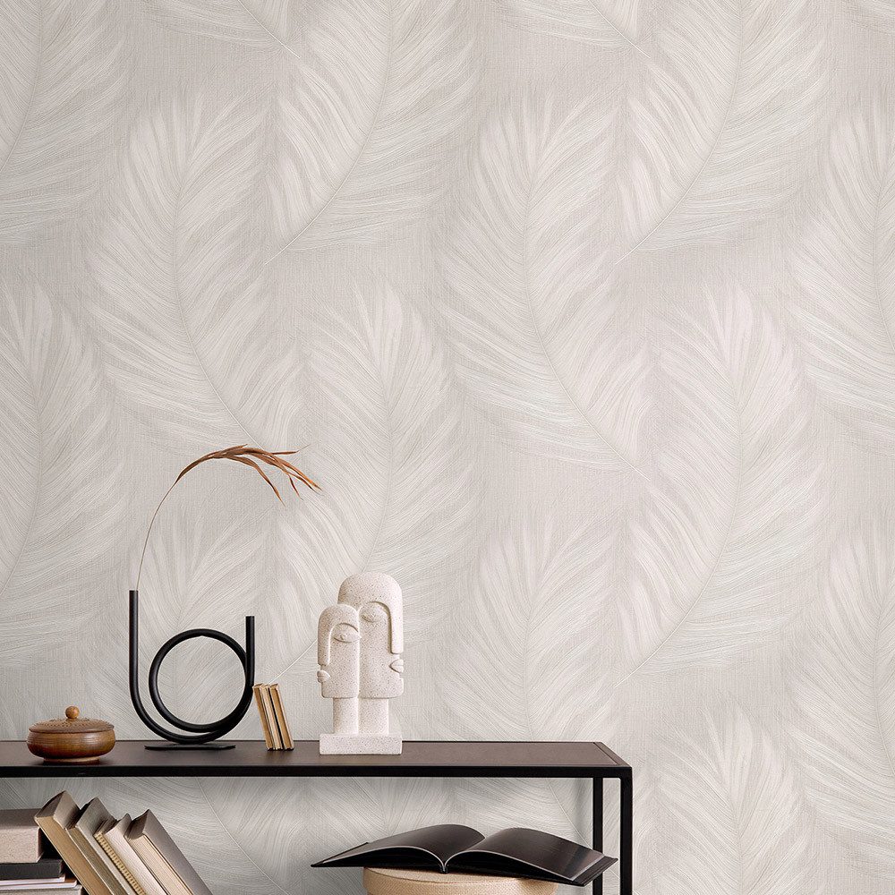 Erismann Vliestapete Federn Leinenoptik Struktur Grau Braun Glitzer 10516-37 Aurora