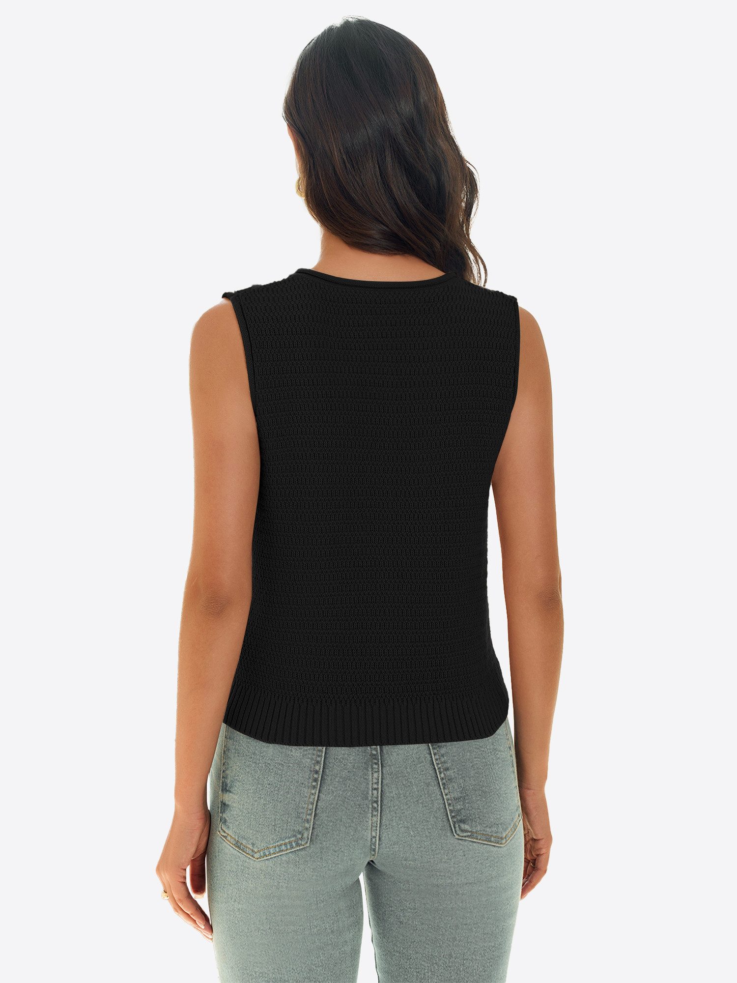 Imily Bela Kurzweste Damen Ärmellose Strickweste mit Knopfleiste (Packung, 1-tlg., 1per-Pack) einfarbig