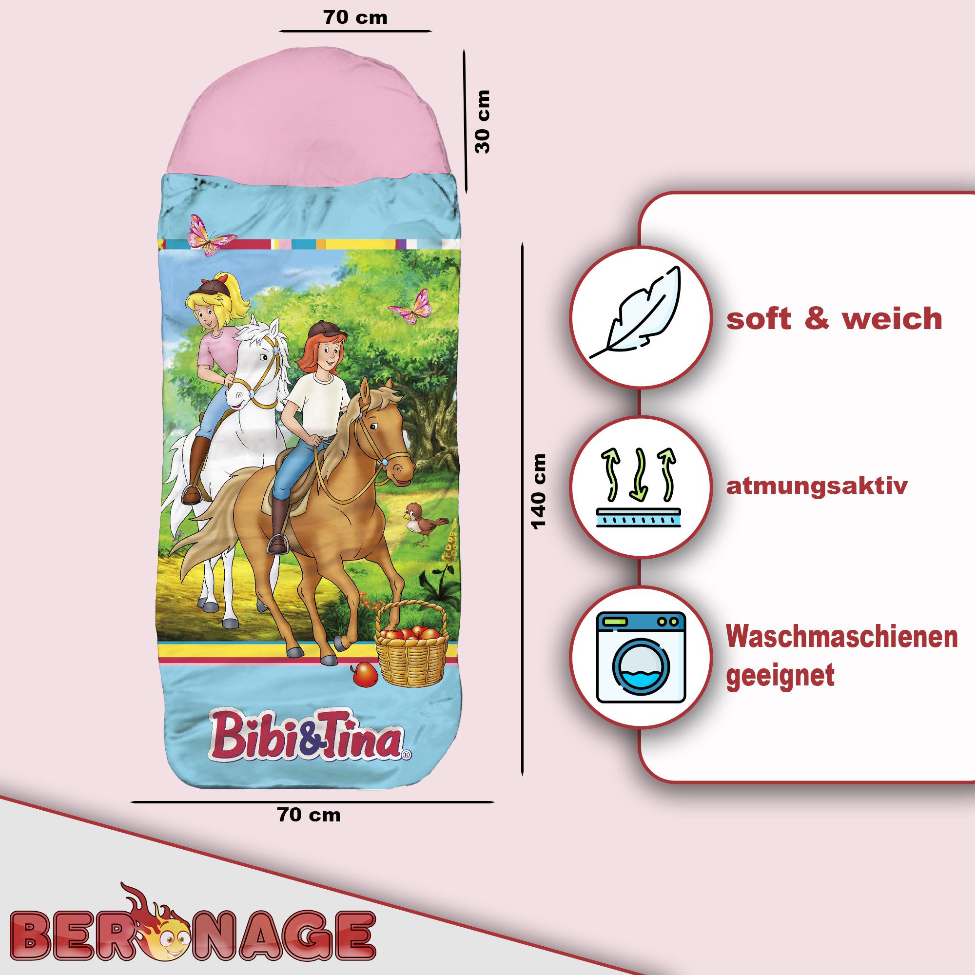 BERONAGE Kinderschlafsack Bibi und Tina Freunde Blau/Rosa Kinder-Schlafsack günstig online kaufen