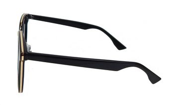 Ella Jonte Sonnenbrille trendige Statement-Brille schwarz gold UV 400 im Stoffetui