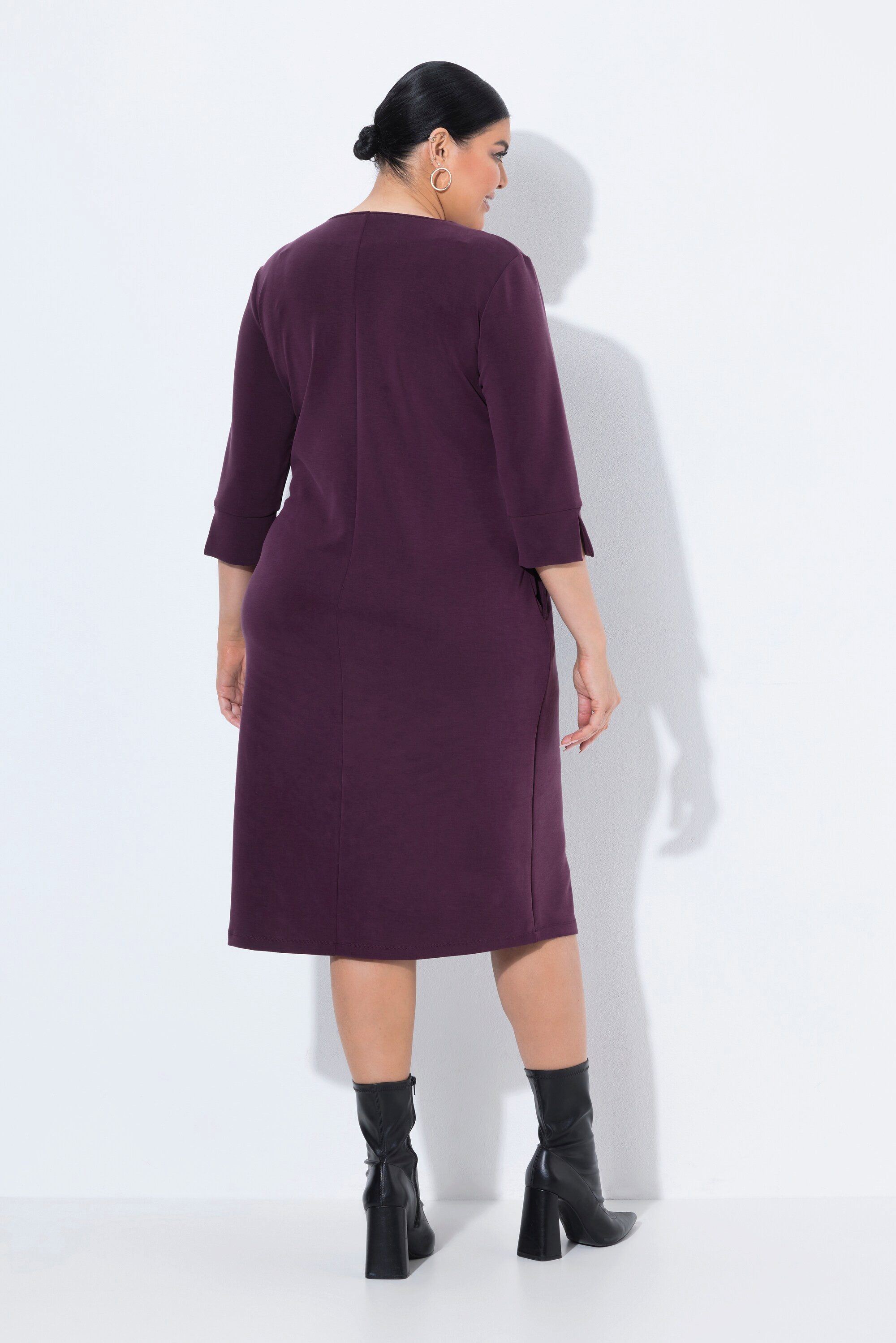 Ulla Popken Jerseykleid Sweatkleid V-Ausschnitt 3/4-Arm Modalmix – Bild 3 von 4