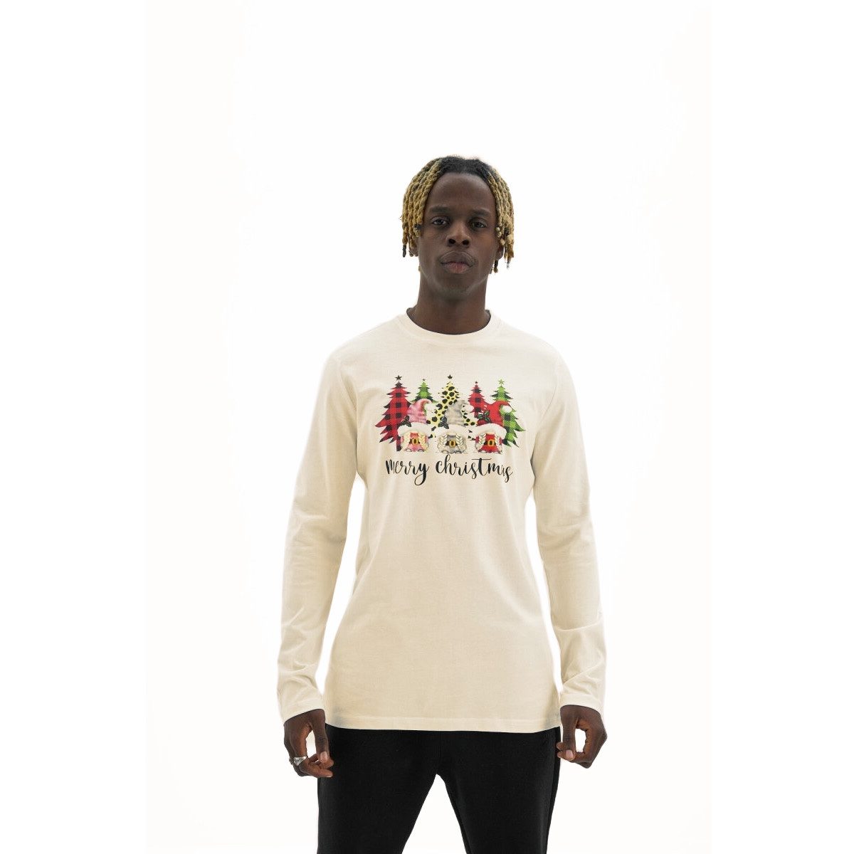 Weihnachtssweatshirt Oversize Weihnachts-Sweatshirt in Creme - Unisex, 100% Baumwolle