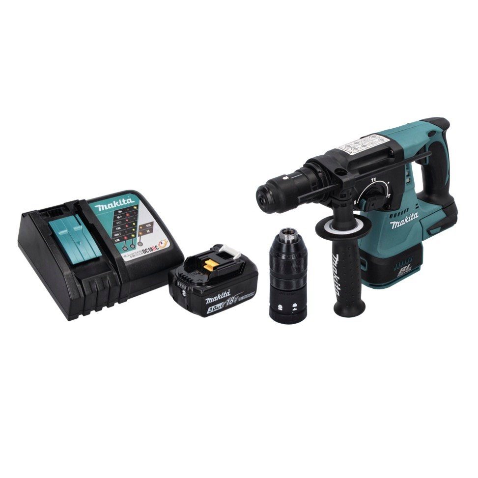 Thumbnail - Makita Schlagbohrmaschine DHR 243 RF1 Akku Bohrhammer 18 V SDS plus Brushless + 1x Akku 3,0 Ah