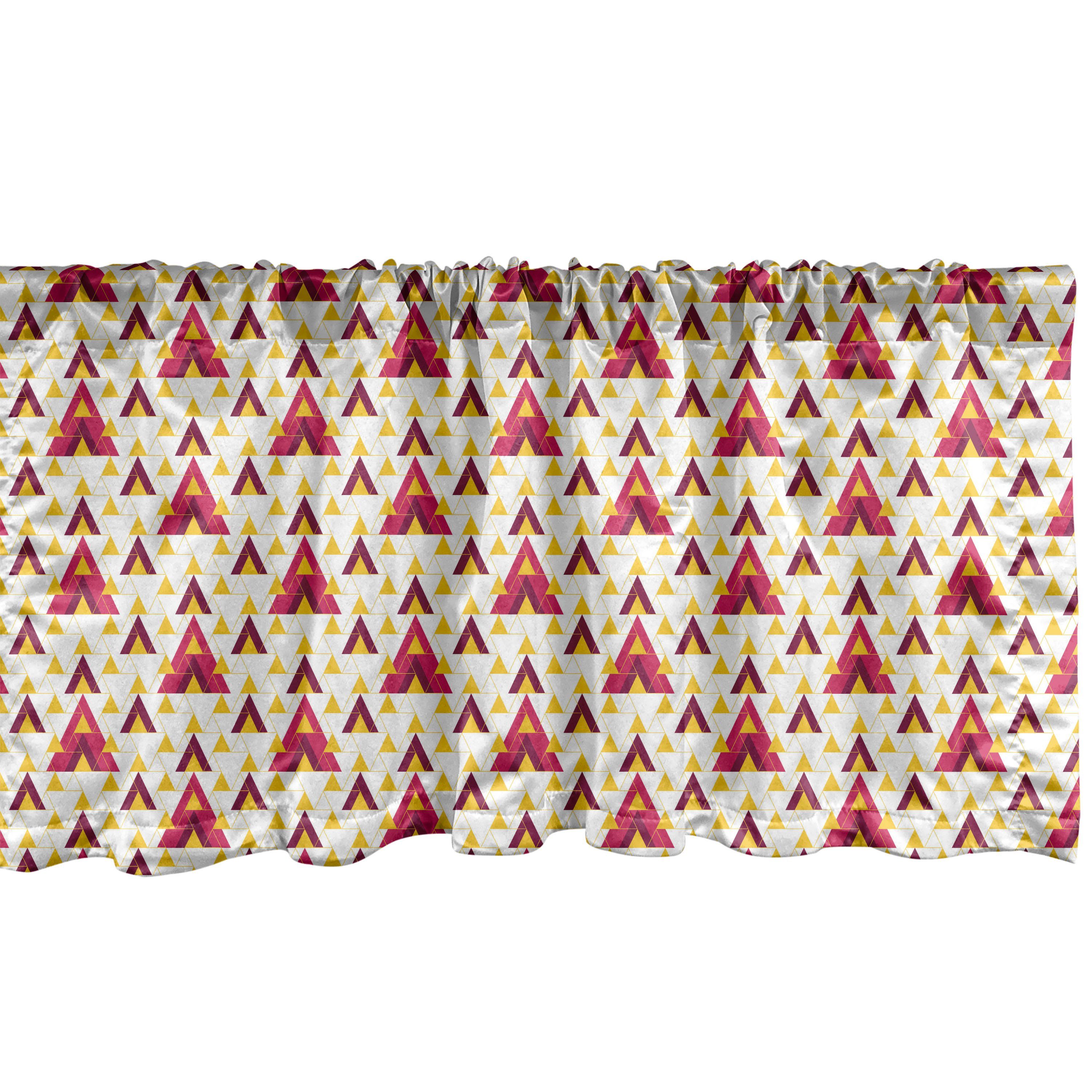 Scheibengardine Vorhang Volant für Küche Schlafzimmer Dekor mit Stangentasche, Abakuhaus, Microfaser, Geometrisch Symmetrische Grid Triangles