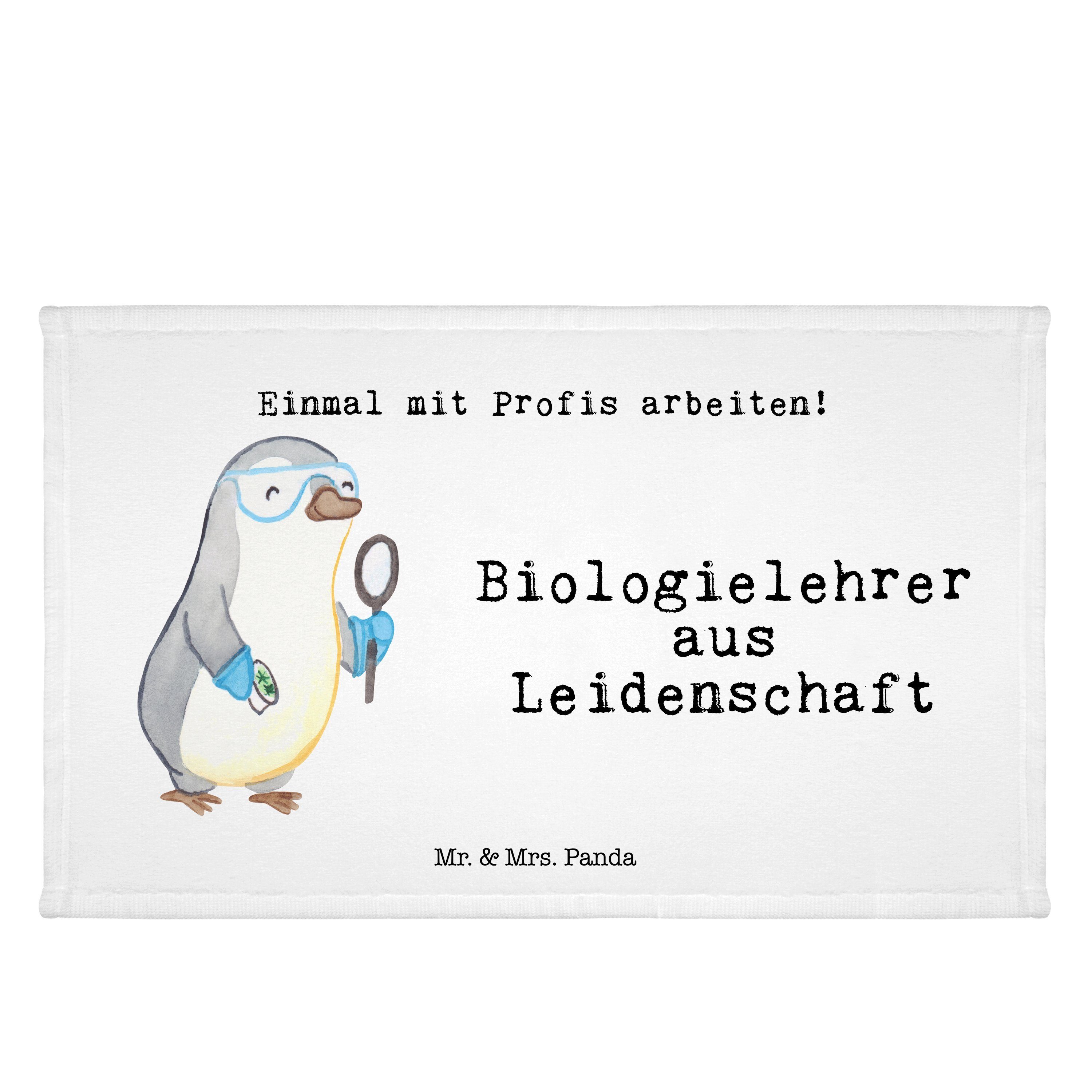 Leidenschaft (1-St) & - Geschenk, Mr. Biologielehrer Handtuch, Weiß Panda Handtuch Kinder aus Mrs. K, -