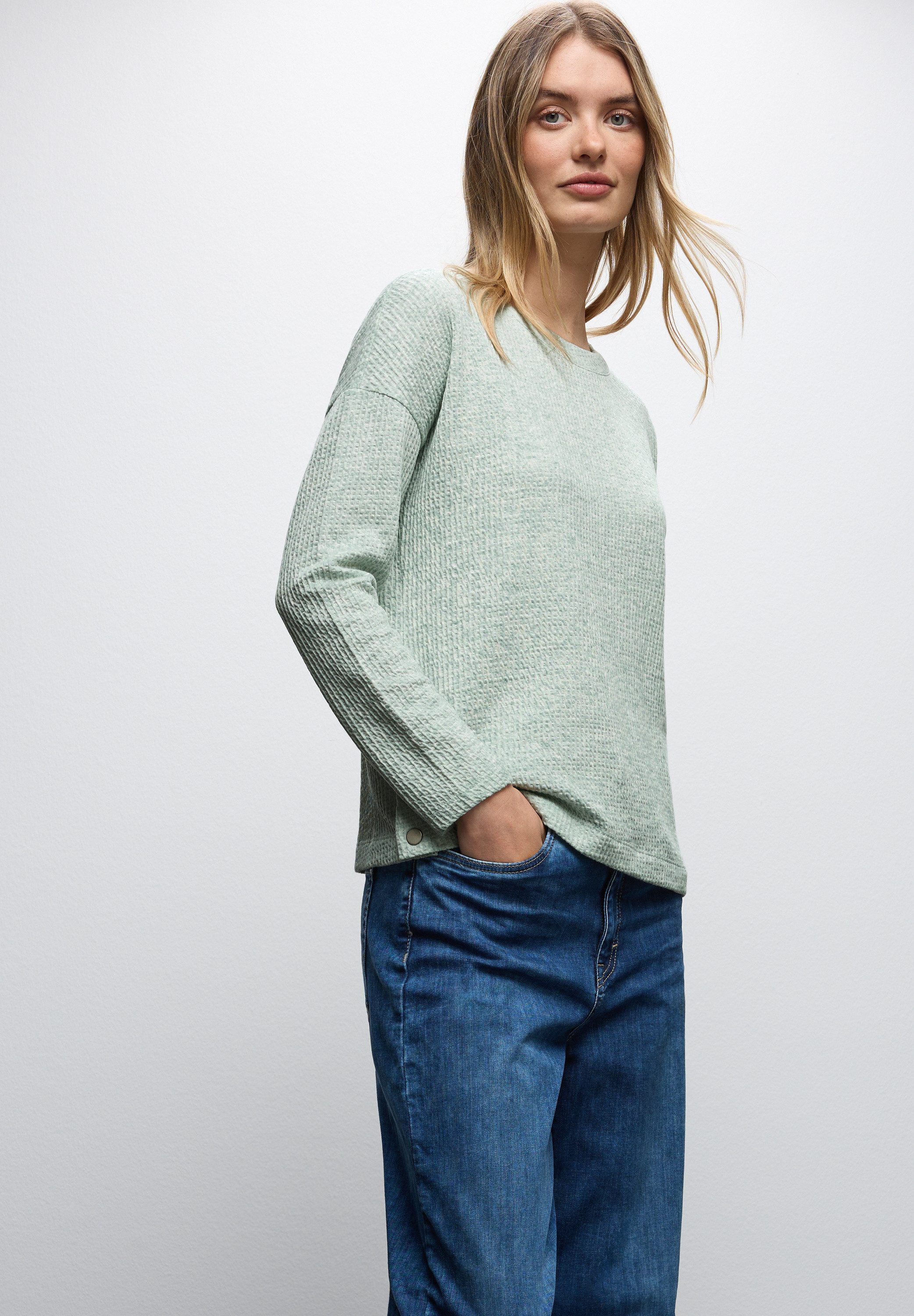 STREET ONE Rundhalspullover mit Knöpfen günstig online kaufen