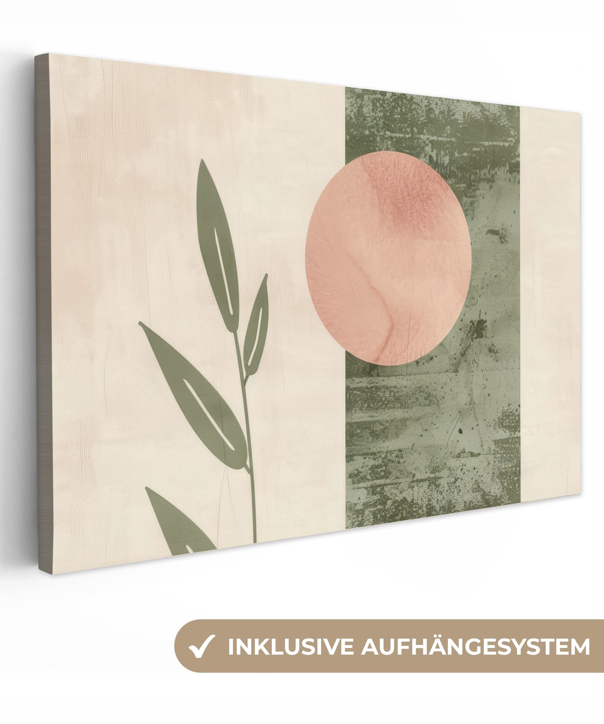 Leinwandbild Geometrisch - Rosa - Grün - Natur