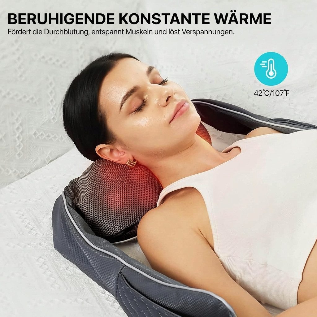 ALLJOY Nacken-Massagegerät Nackenmassagegerät mit Wärme,4D Shiatsu-Massagegerät Nacken Schulter, 2200mAh, 120 Minuten Laufzeit, Tiefenmassage,Muskelverspannungen
