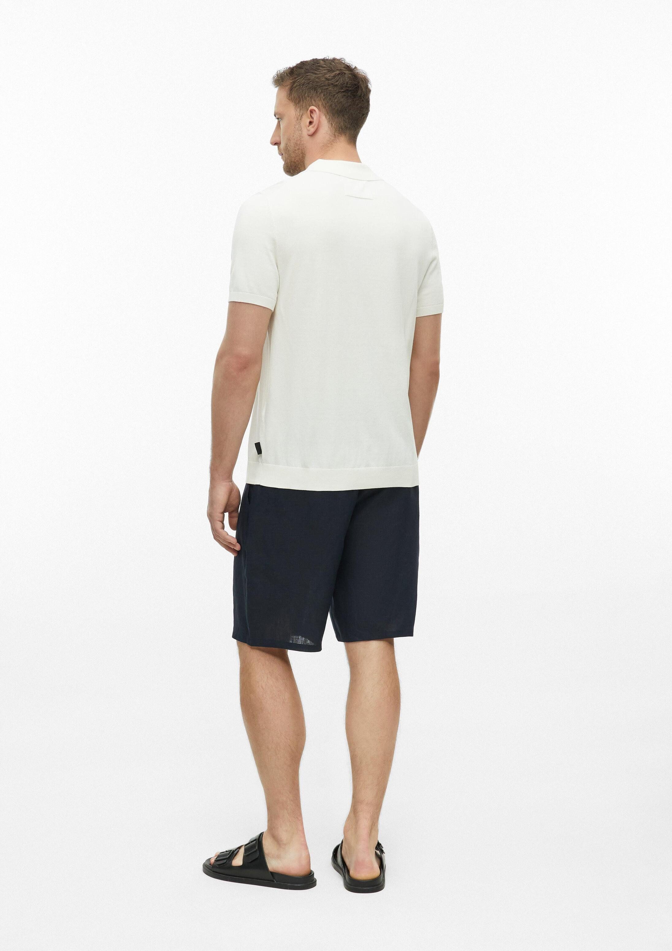 s.Oliver Kurzarmpullover Strickpullover Weiches Strick-Poloshirt aus Baumwoll-Seidenmix