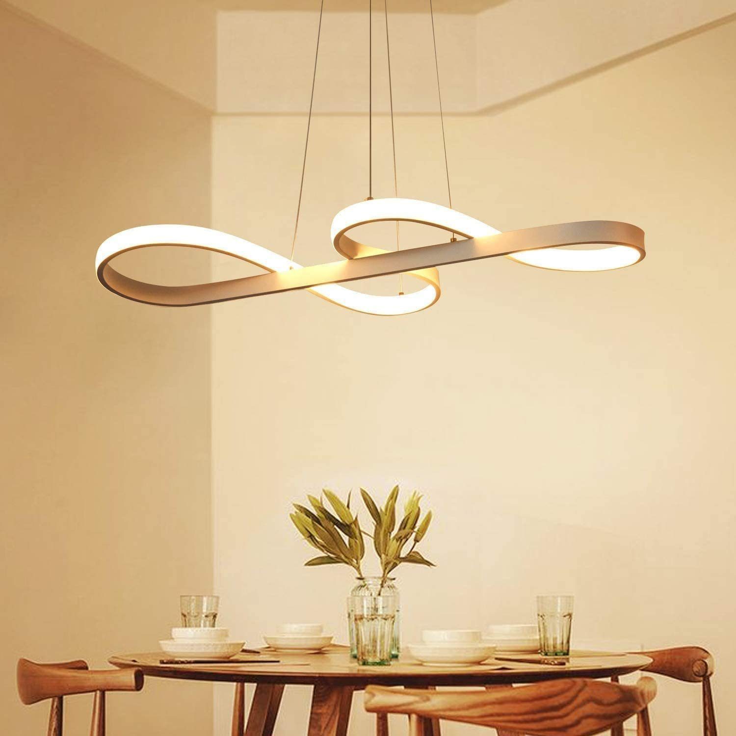 Nettlife LED Pendelleuchte Schwarz/Weiß moderne Hängeleuchten Dimmbar 47W, Höhenverstellbar, LED fest integriert, Warmweiß Neutralweiß Kaltweiß, Esszimmer Wohnz – Bild 3 von 5