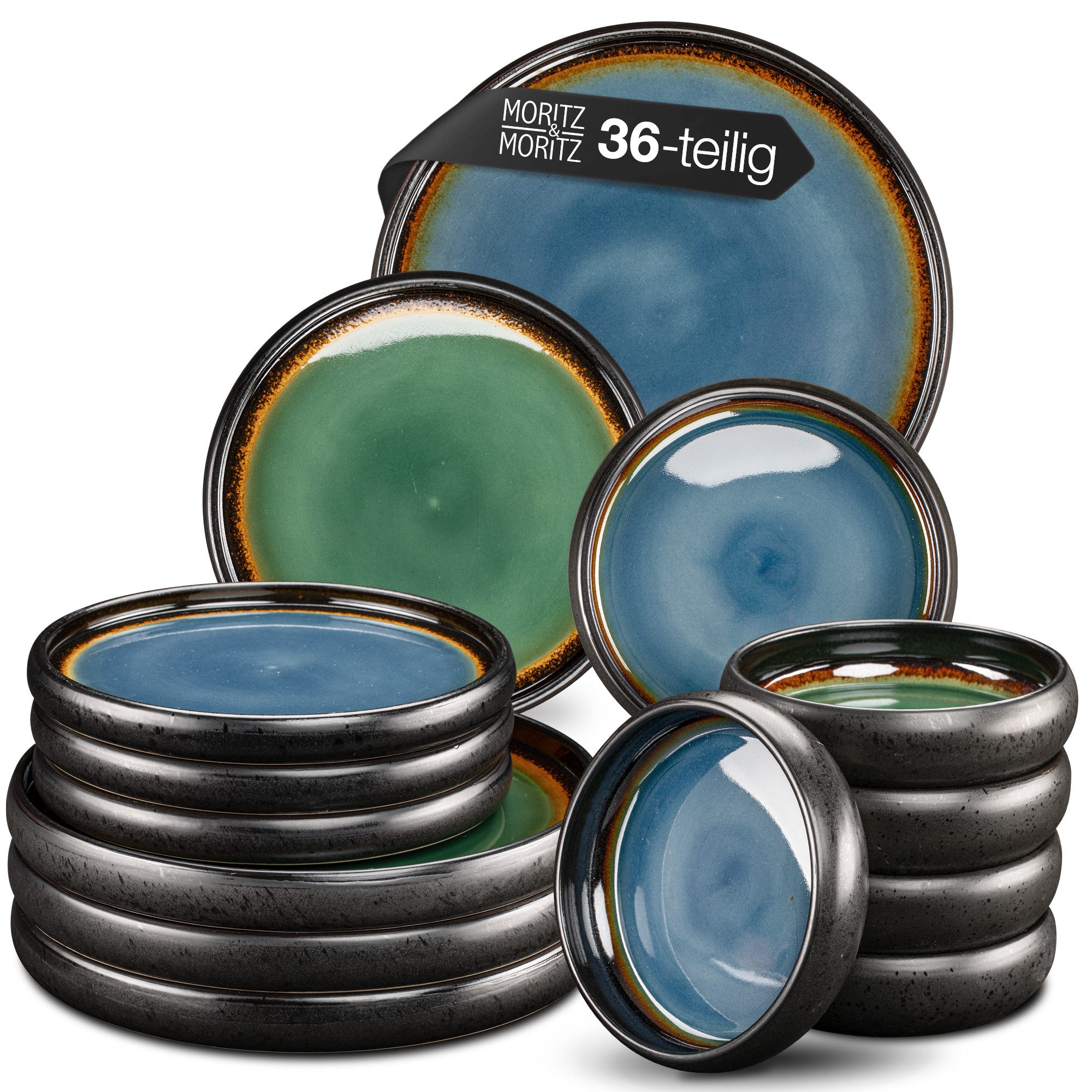 Tafelservice SOLID Geschirr Set Grün/Blau