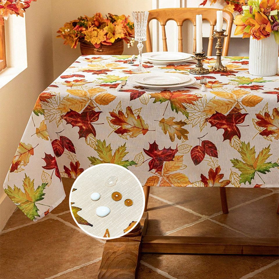 CLTYQ Tischdecke Herbst Tischdecke abwaschbar mit Blätterdruck, Tischdecke günstig online kaufen