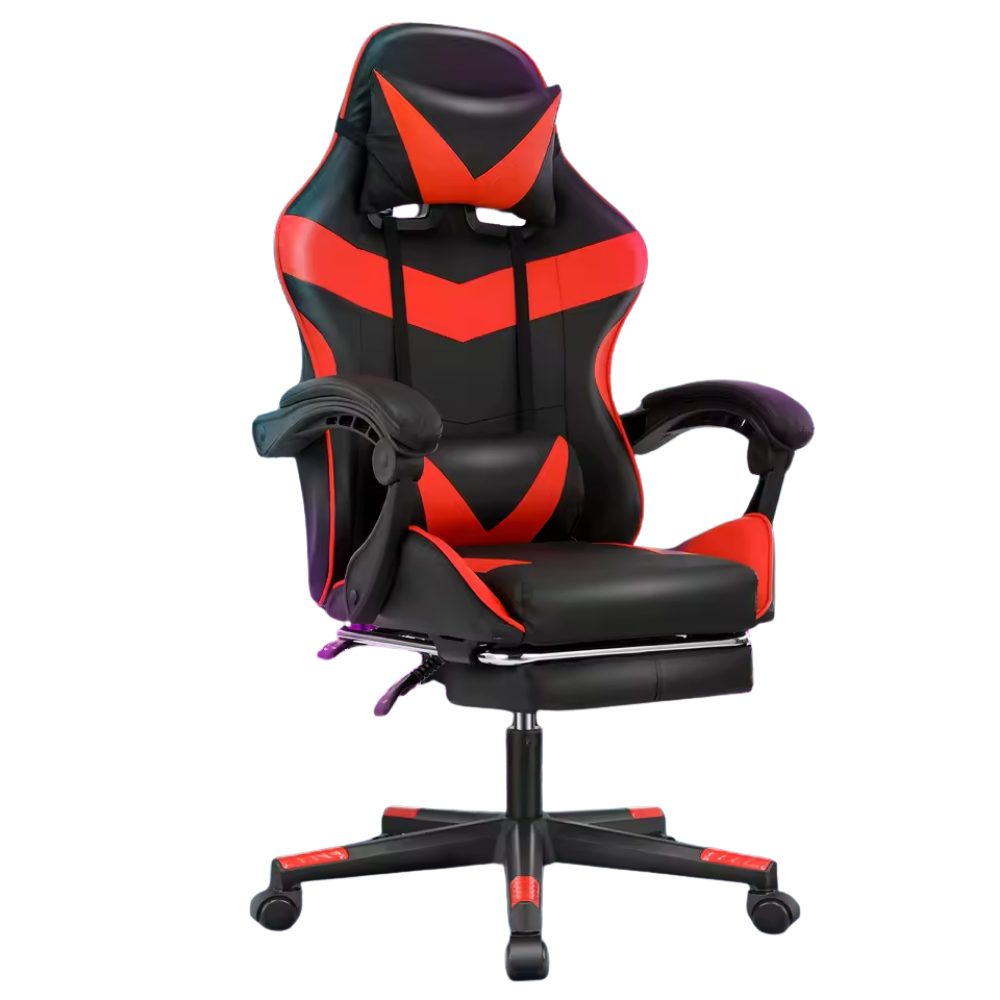 Athlix Gaming-Stuhl Gaming-Stuhl Ergonomisch, gepolsterter Sitz, verstellbare Rückenlehne, 360°-Rollen, Pflegeleichtes PU-Leder, Höhenverstellbar und Neigbar