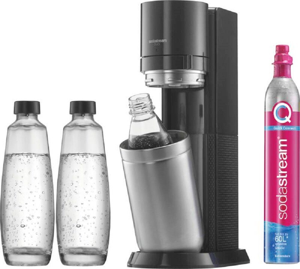 SodaStream Wassersprudler DUO Vorteilspack titan 3 Flaschen (2 Glasflaschen 1l + 1 FUS