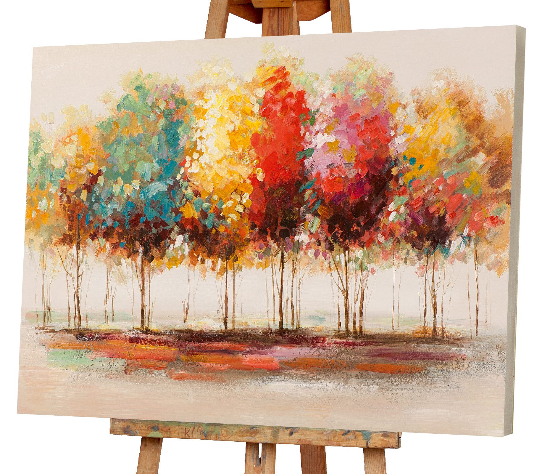 ArtUniverse Gemälde Farbenfroher Wald 80x120cm, Wald