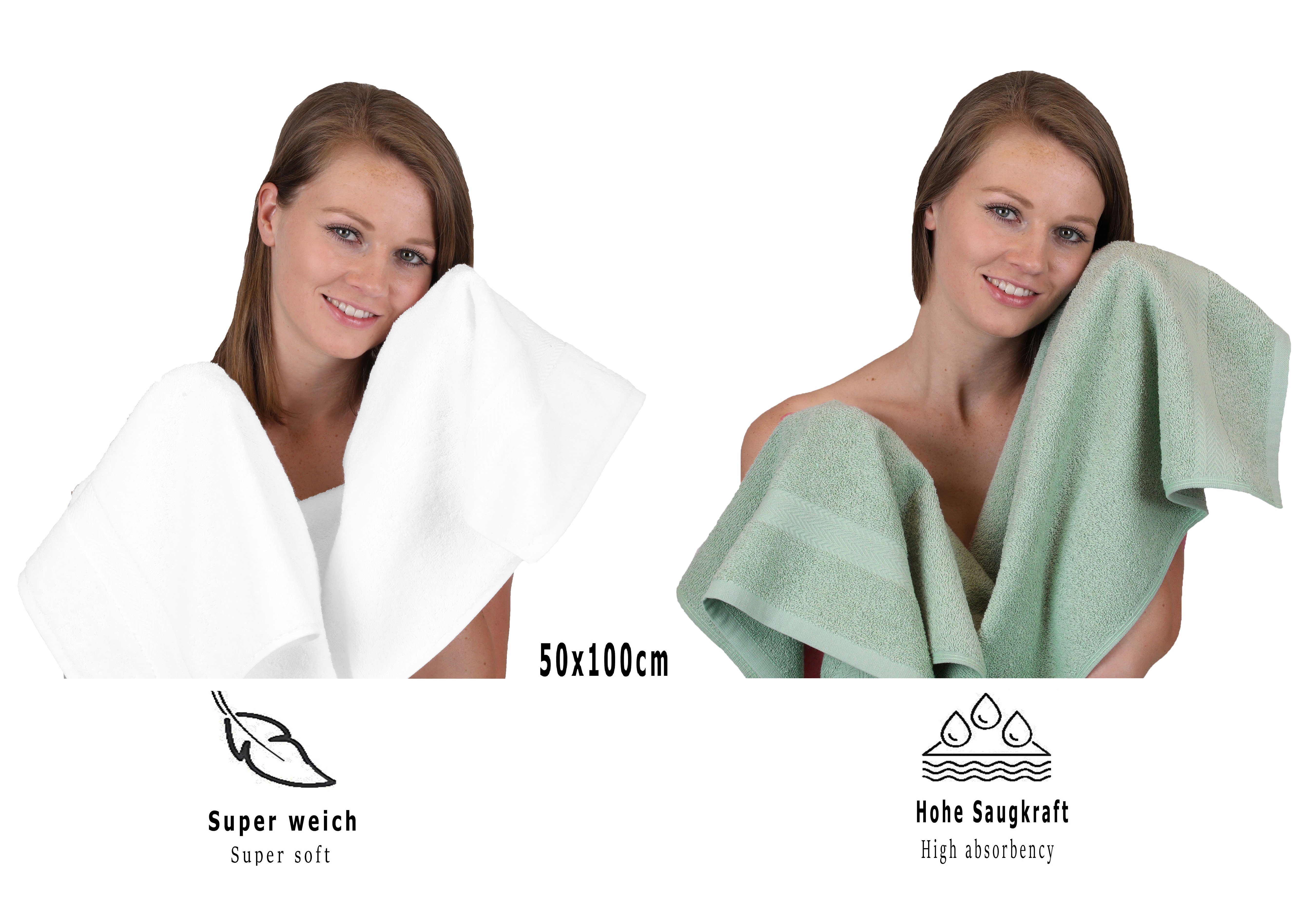 Betz Handtuch Set 12-TLG. Handtuch (12-tlg) weiß/heugrün, 100% Baumwolle, Set Premium Farbe