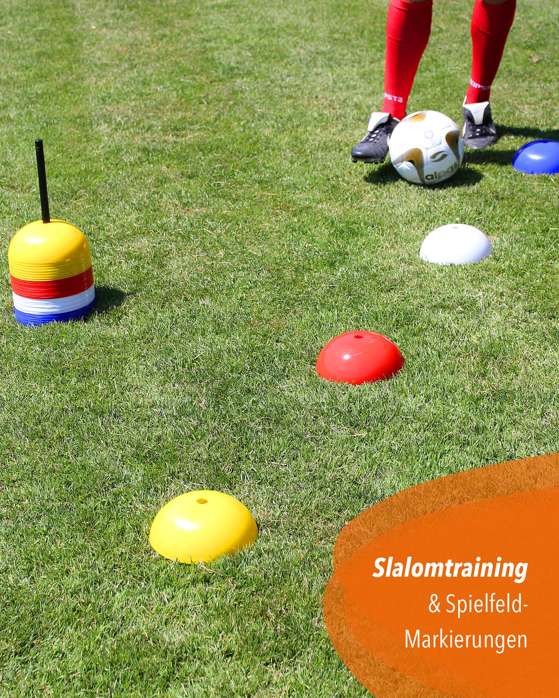 SPORTIKEL24 Zielmarkierung 40 Markierhalbkugeln mit Halter