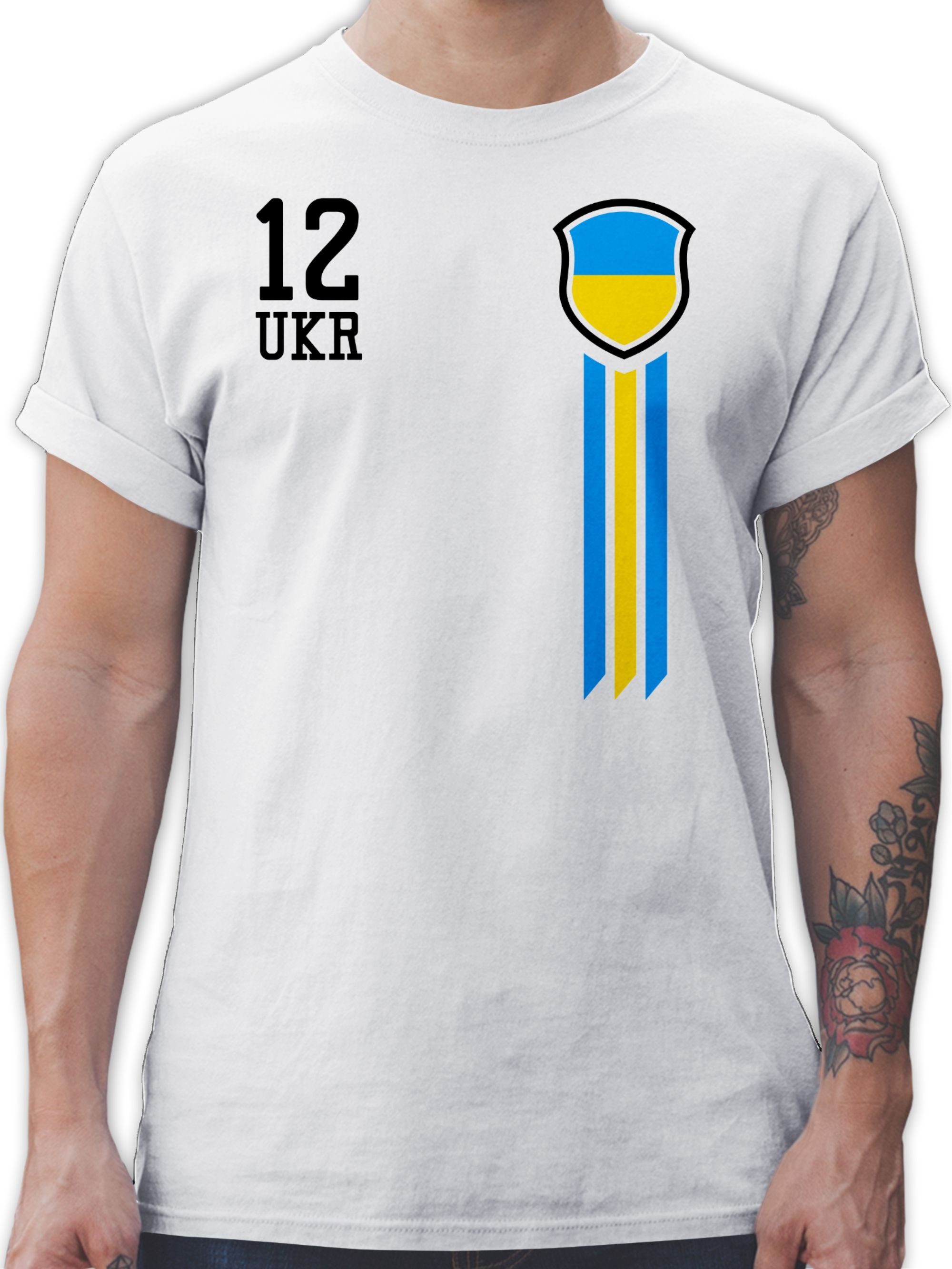 Shirtracer T-Shirt 12. Mann Ukraine Fussball EM 2024 2 Weiß