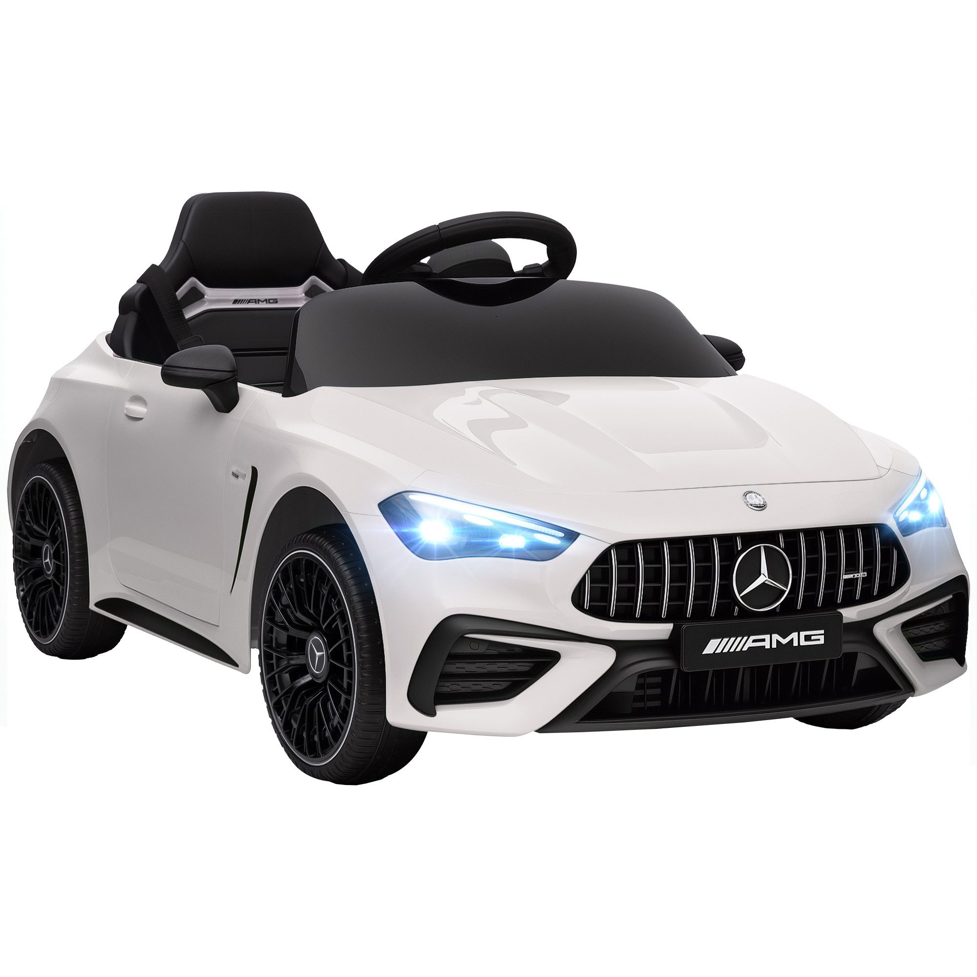 AIYAPLAY Elektro-Kinderauto Merceds-Benz AMG GTR Kinderauto mit 2,4G Fernbedienung, Hupe, Belastbarkeit 25 kg, (1-tlg), für 3-6 Jahre Kinder, Weiß