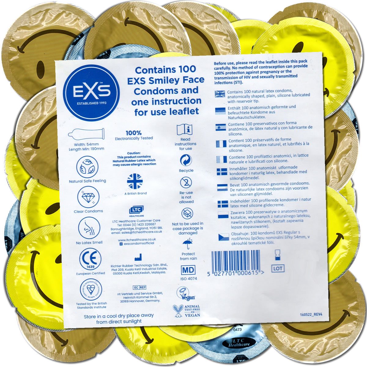 EXS Kondome Smiley Face glückliche Kondome in Rundfolien Packung mit