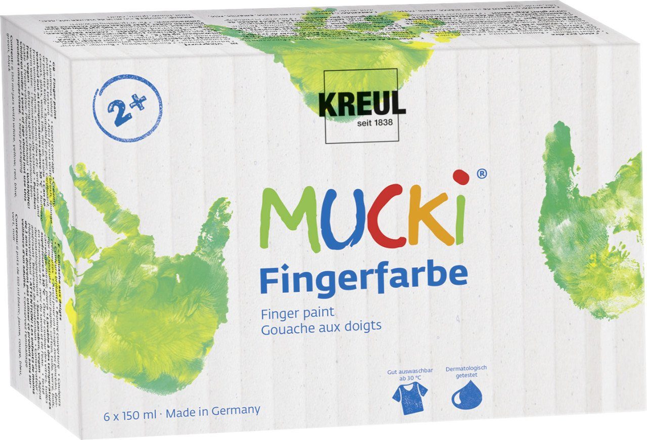 Bastelfarbe Kreul Mucki Fingerfarbe 6er Set je 50 ml