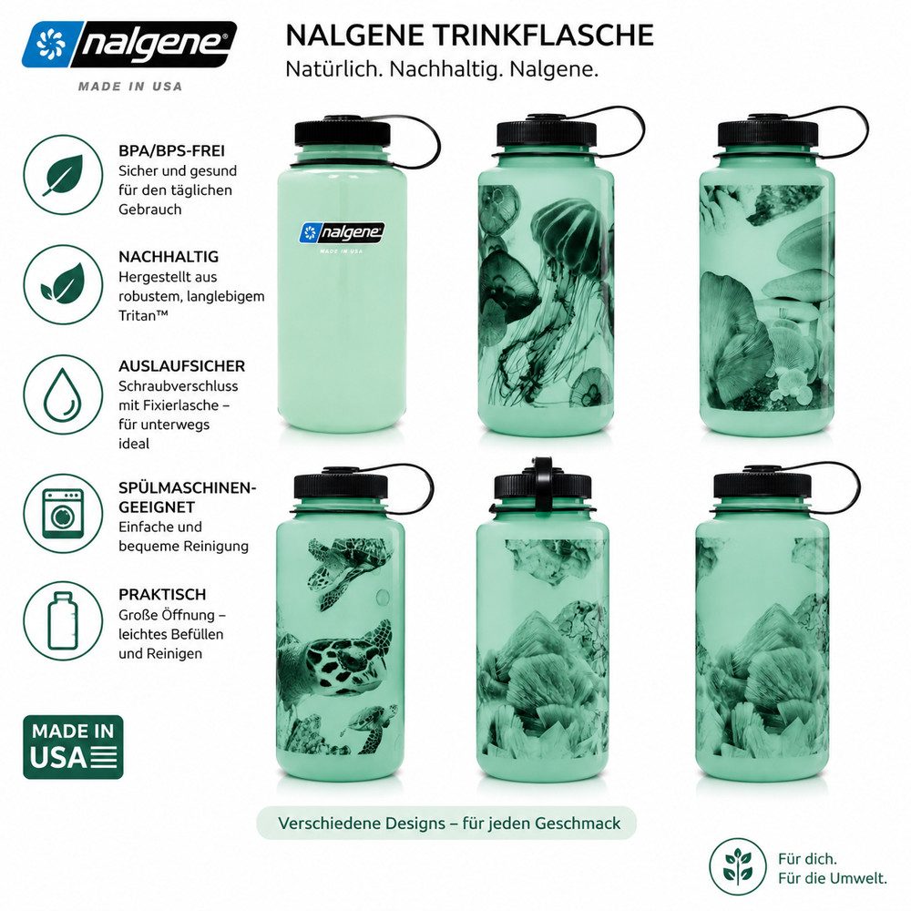 Nalgene Trinkflasche Trinkflasche für Sport- und Outdoor, 1 Liter, nachtleuchtend, kompatibel mit vielen Wasserfiltern