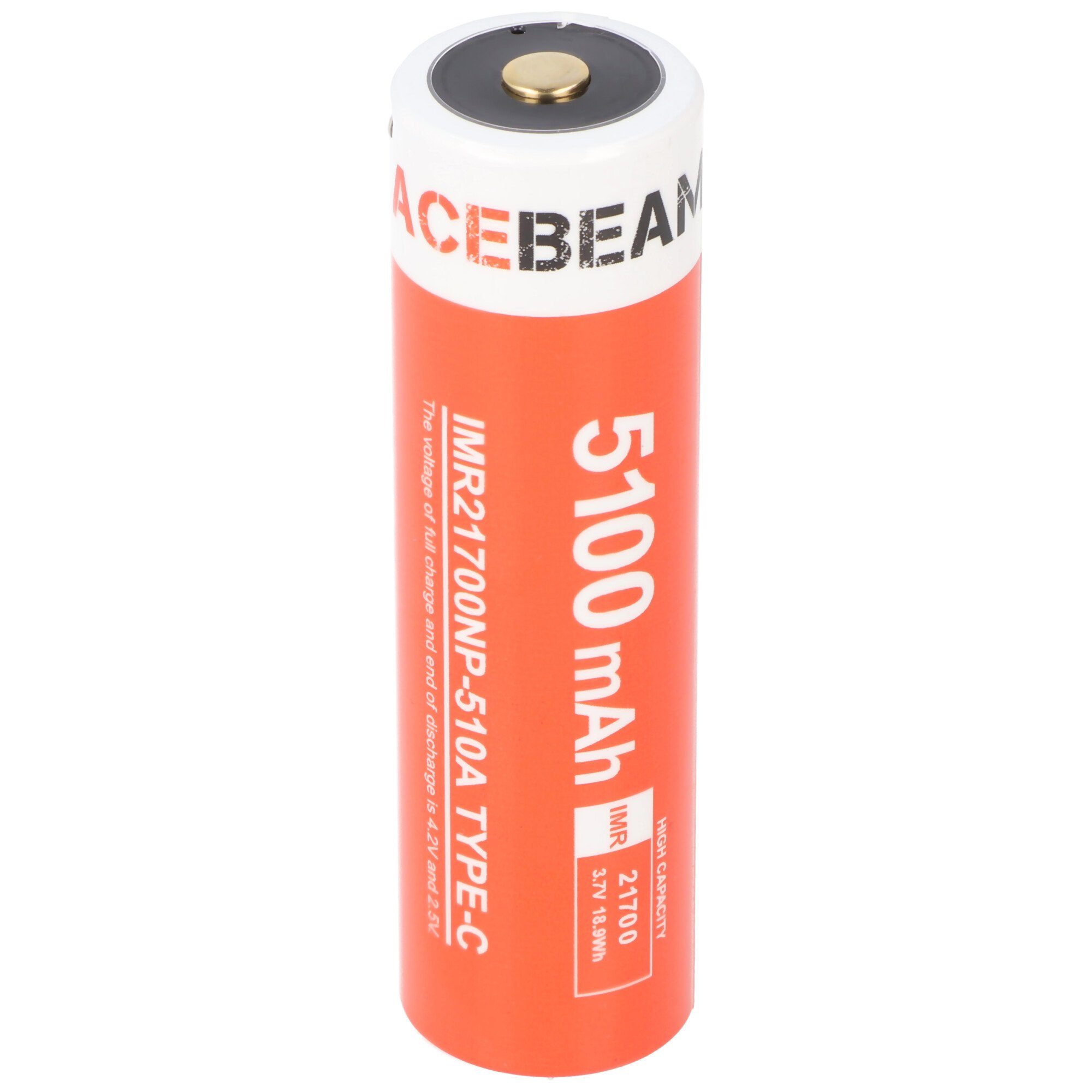 Acebeam AceBeam 21700 Li-ion Akku mit starken 5000mAh USB-C max. Entladestrom Akku 5000 mAh (3,7 V)