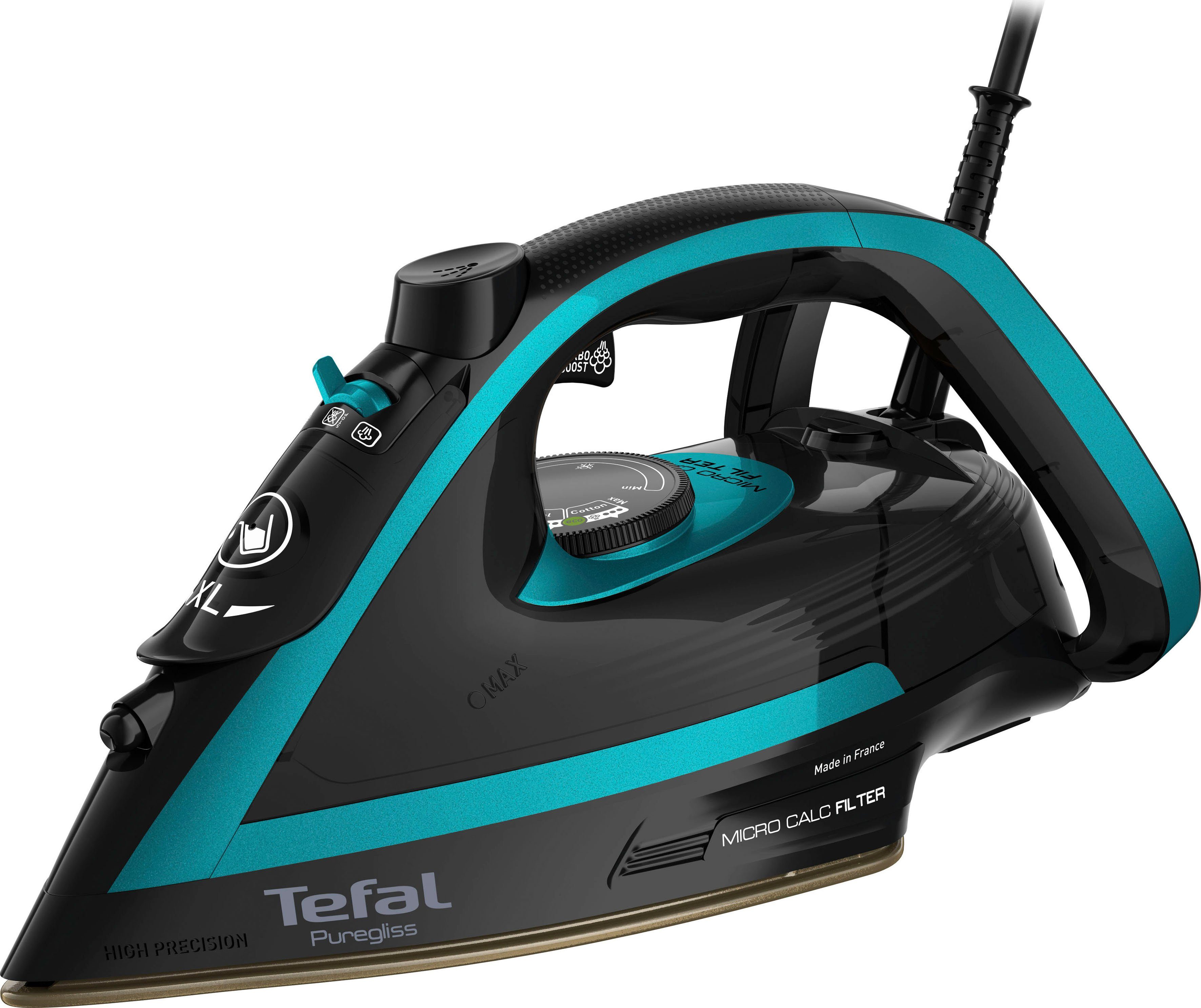 Tefal Dampfbügeleisen FV8066 Puregliss, 3000 W, 280 g/Min. Dampfstoß, Vertikaldampf, XL Einfüllöffnung, stabile Ablage