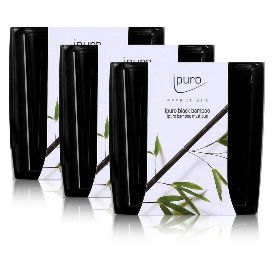 IPURO Duftkerze Essentials by Ipuro Duftkerze black bamboo 125g -  Herb-frischer Duft, Mit dem stilvollen glasklaren Kerzengefäß, für nahezu  alle Wohnräume geeignet