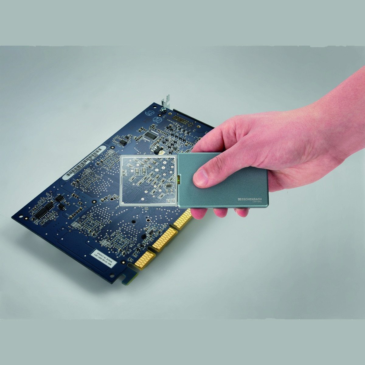 Eschenbach Handlupe Taschenleuchtlupe easyPocket silberblau 4x