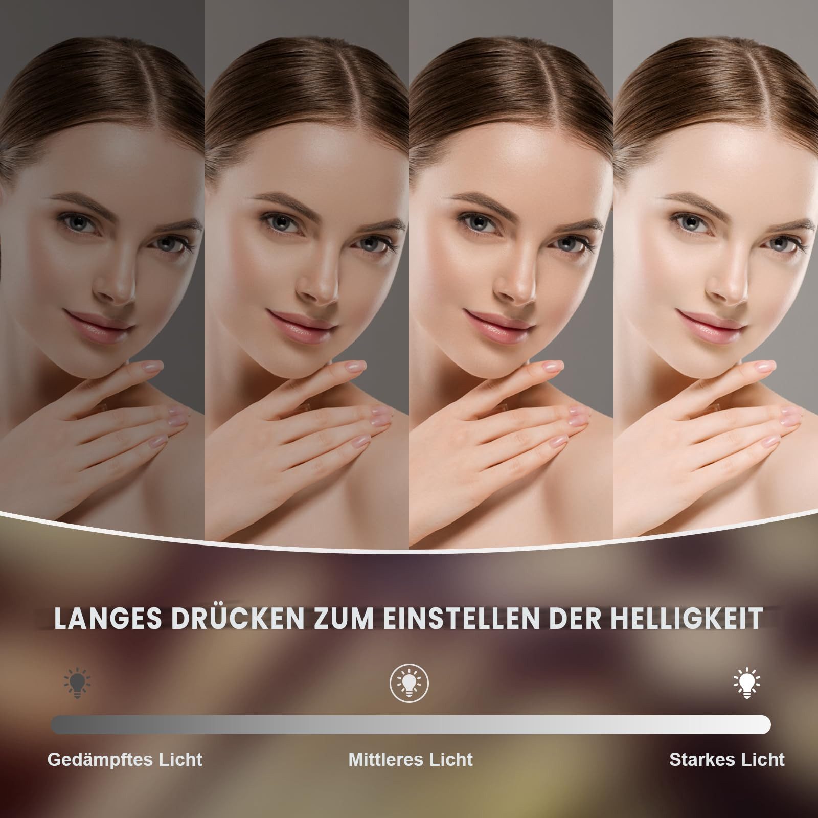 Dripex Schminkspiegel Hollywood Make-up Spiegel mit 3 Farblichtmodi USB Anschluss – Bild 4 von 5