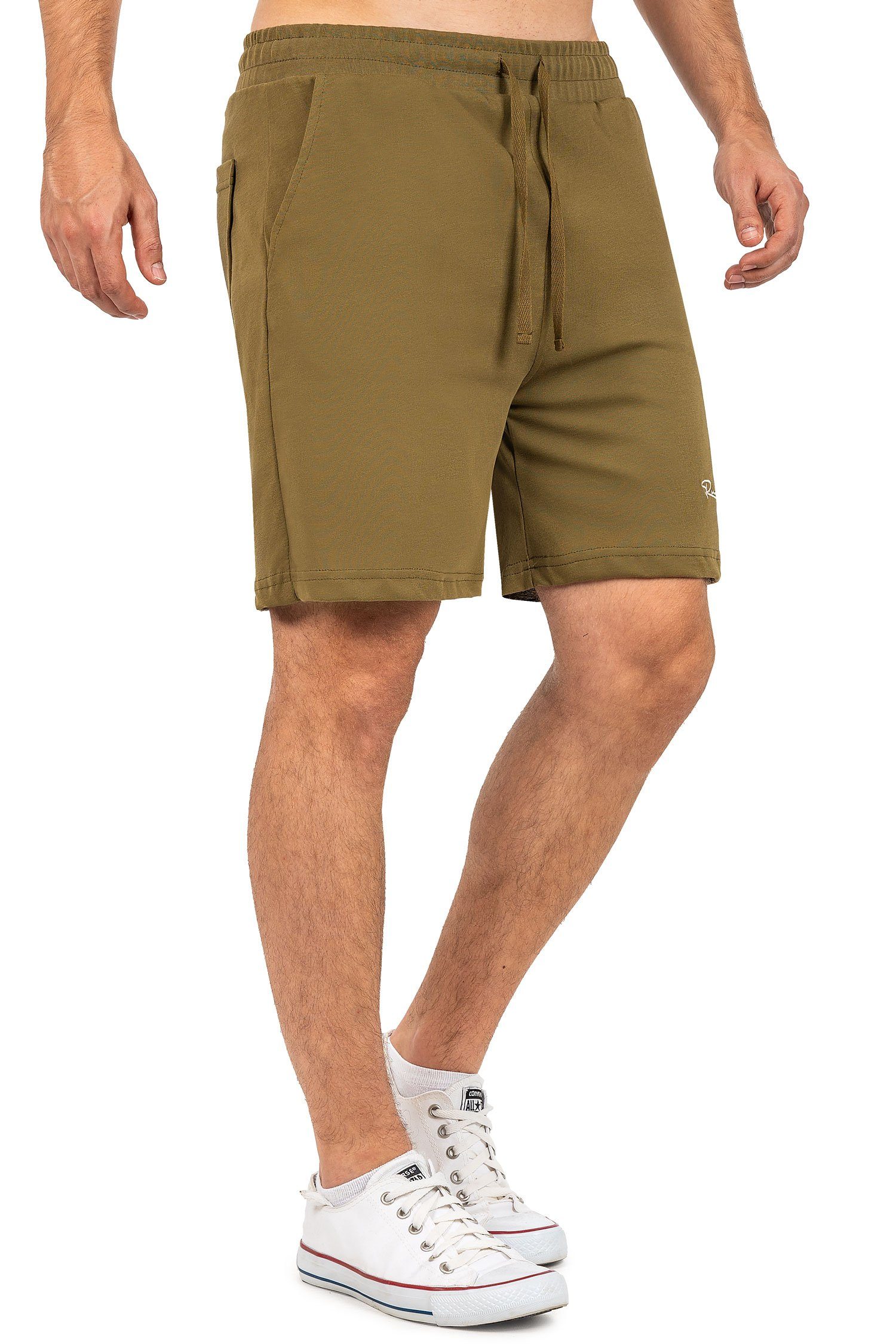 Casual Reichstadt 23RS043 (1-tlg) Stitching Kurze Shorts Mit hochwertigem Hose Khaki