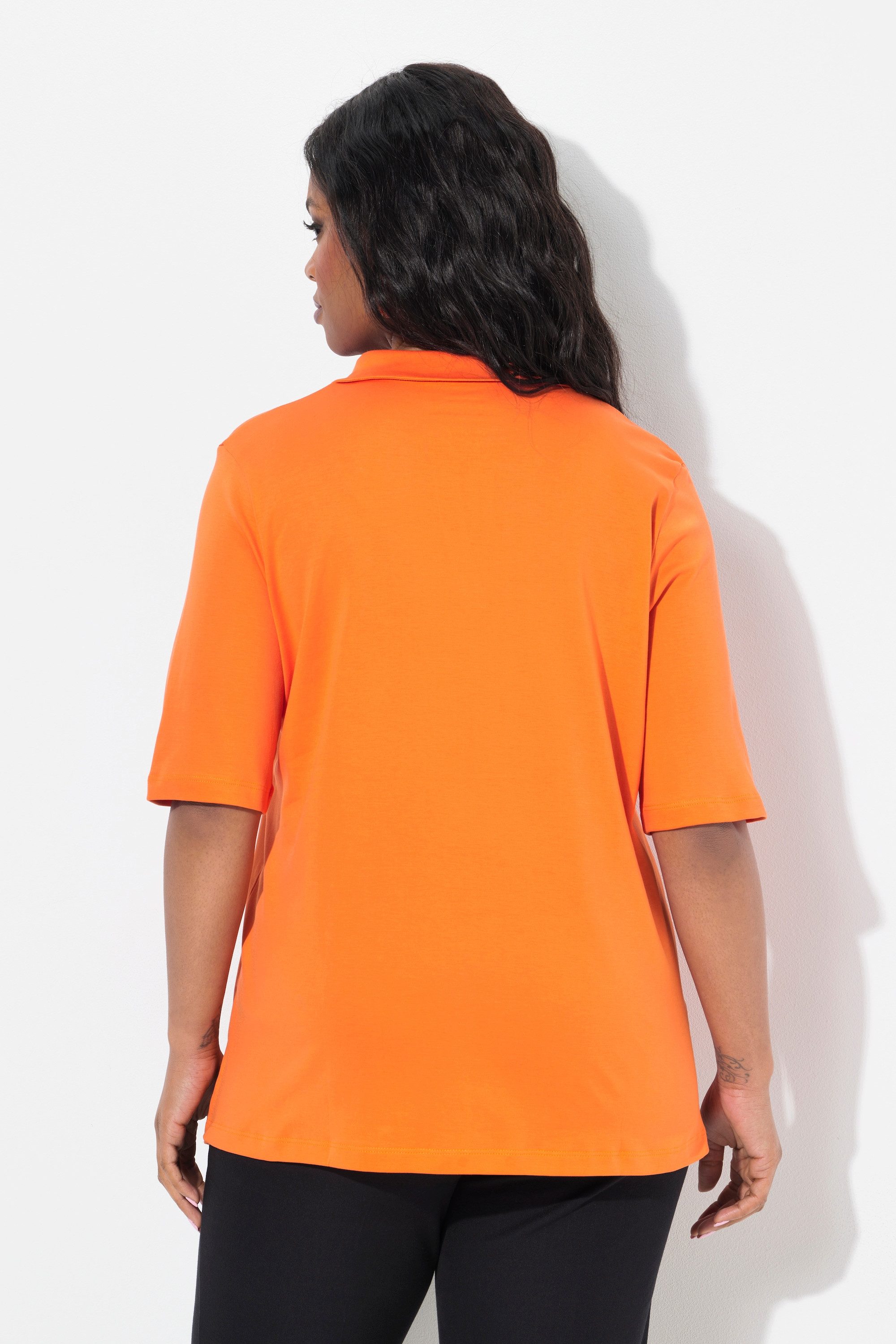 Ulla Popken Poloshirt Poloshirt A-Linie Halbarm Pima Cotton