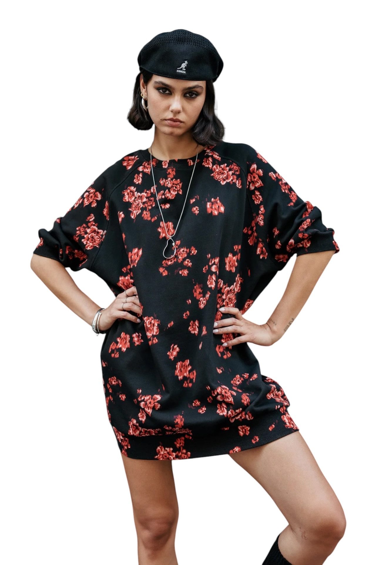 Freeman T. Porter Jerseykleid Roda Blow - lässiges Sweatkleid mit Blumendruck für Damen