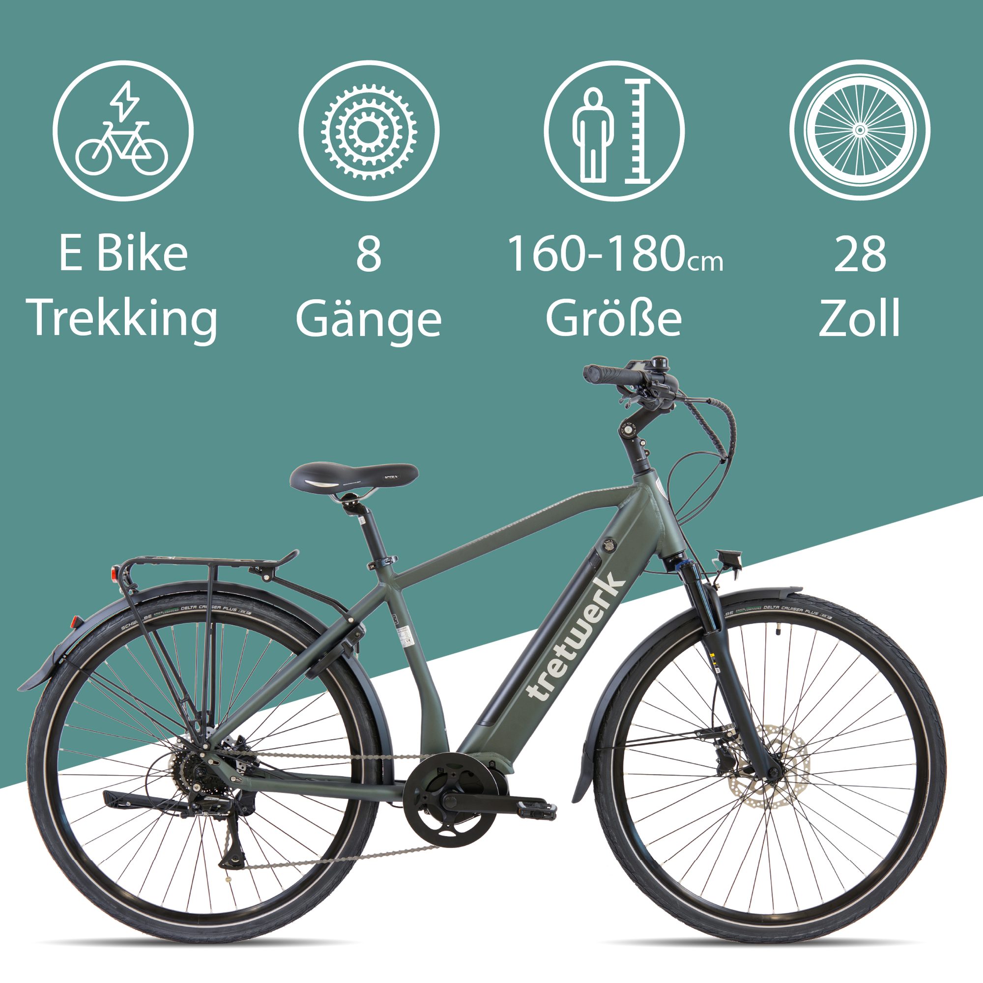 Thumbnail - Tretwerk E-Bike Trekkingrad Sonic, 8 Gang Shimano Acera M3020 SGS Schaltwerk, Kettenschaltung, Mittelmotor, 522 Wh, Tret...