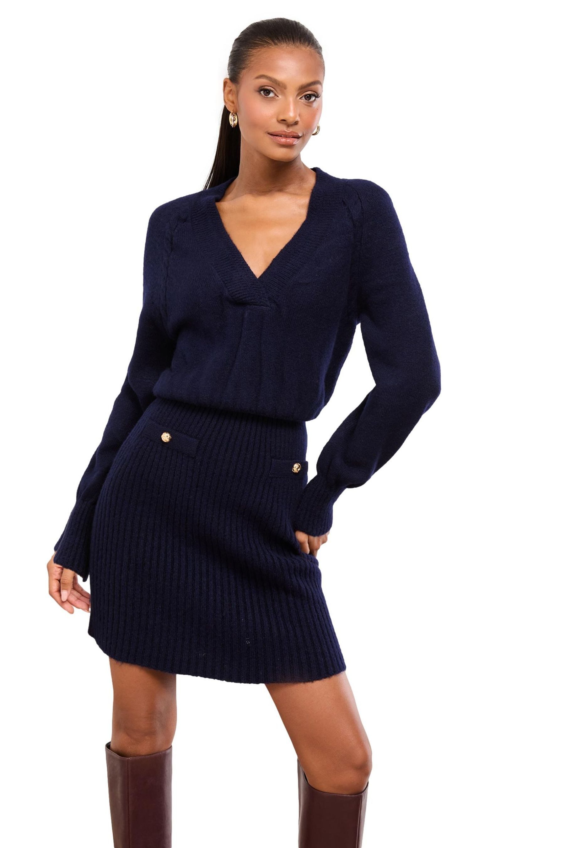 LIPSY Minikleid Lipsy gestricktes Blouson-Minikleid, Regular (1-tlg)