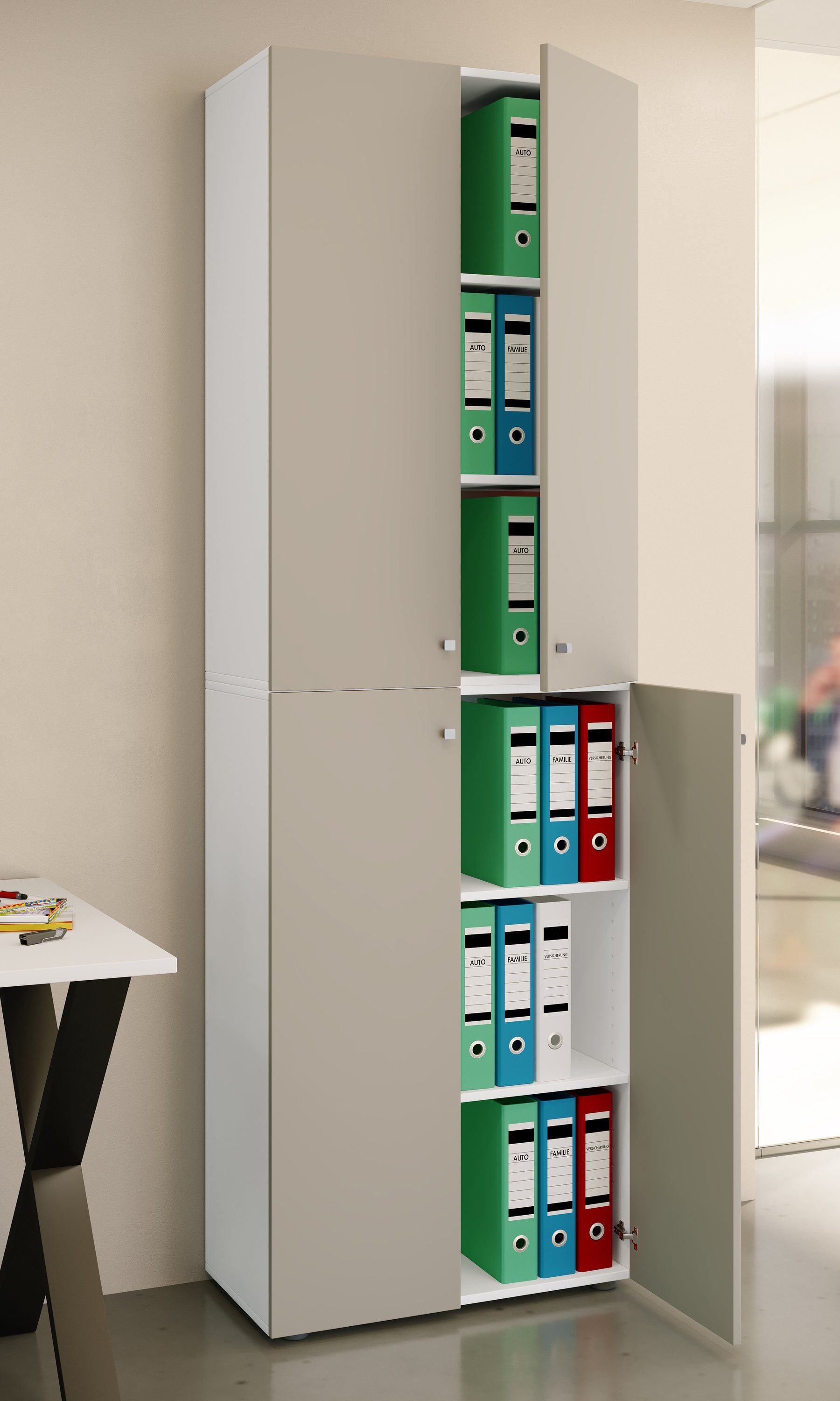 VCM Aktenschrank Büroschrank Ulas mit Drehtüren H. 220 x B. 70 x T. mit 6 Fächern, Büromöbel