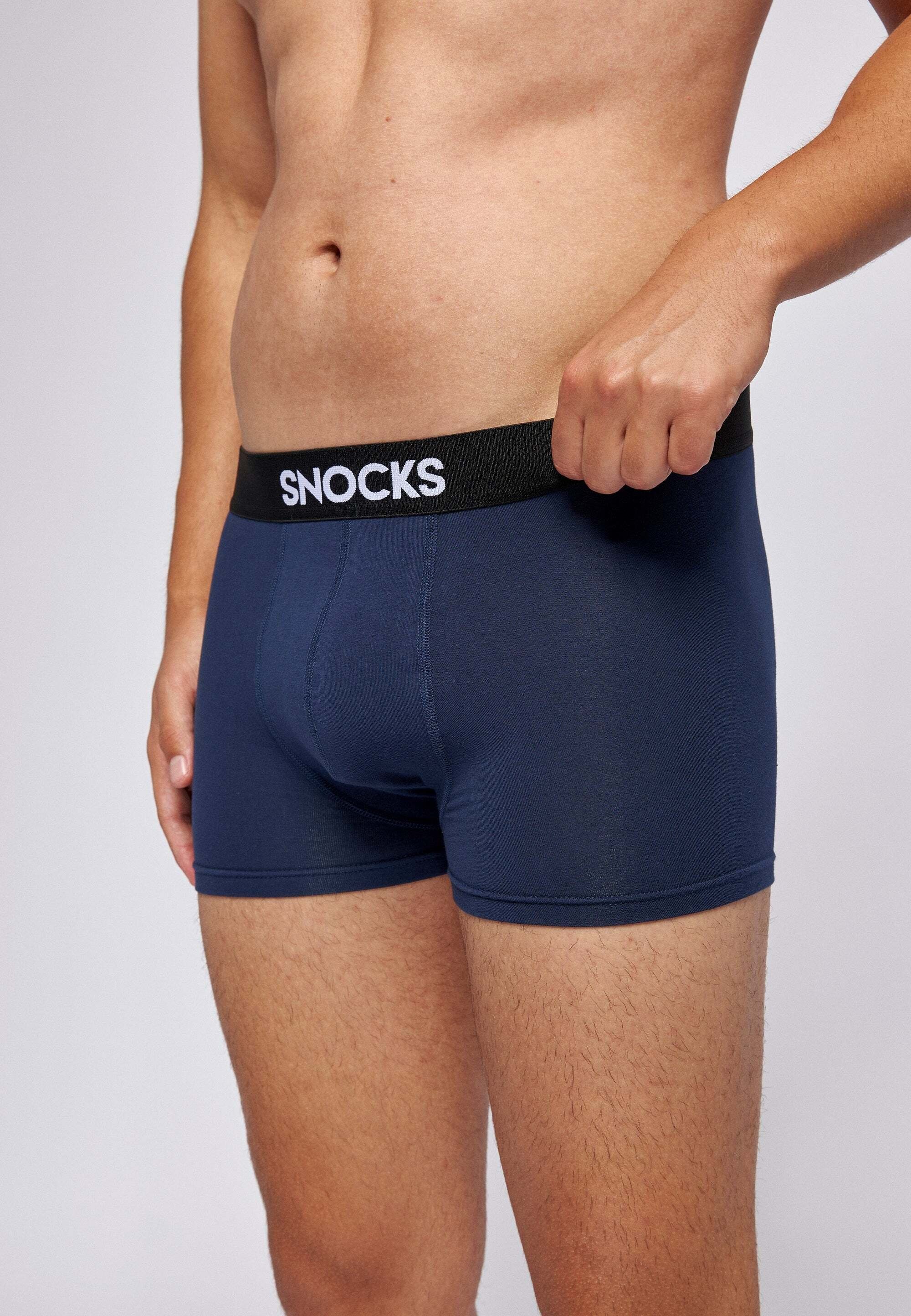 Enge Unterhosen (6-St) SNOCKS ohne Boxershorts aus Herren Männer Bio-Baumwolle, Boxershorts Zettel Blau Pants kratzenden