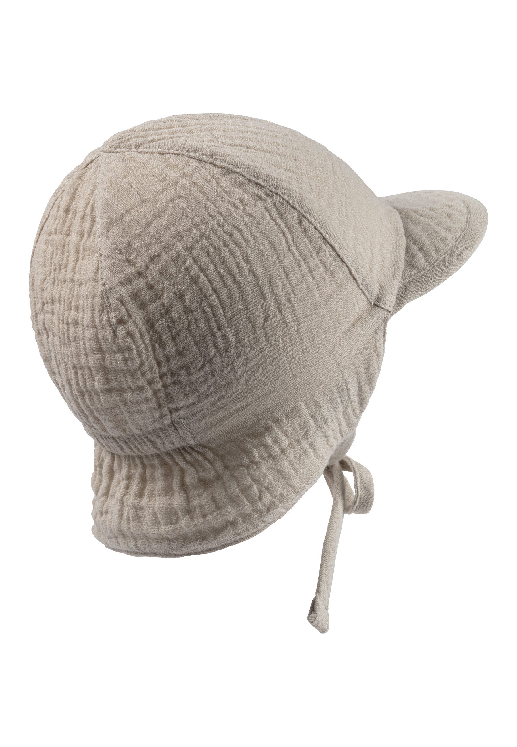 Sterntaler® Schirmmütze UV-Schutz 50 Wende-Schirmmütze Musselin (1-St) Musselin Wendemütze mit Nackenschutz, Bindeband, Ohrenklappen u. UV-50