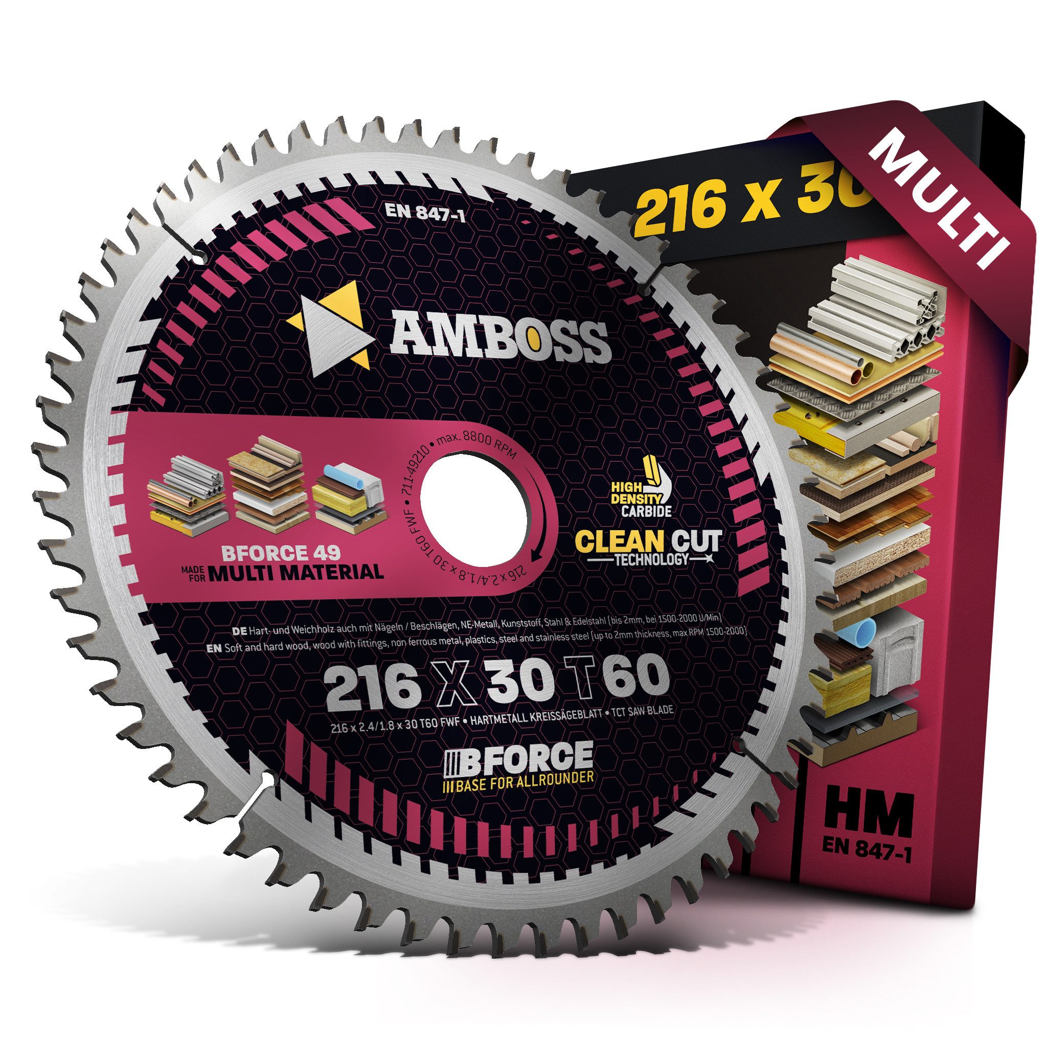 Amboss Werkzeuge Kreissägeblatt HM Kreissägeblatt - 216 x 2.4/1.8 x 30 Z60 FWF