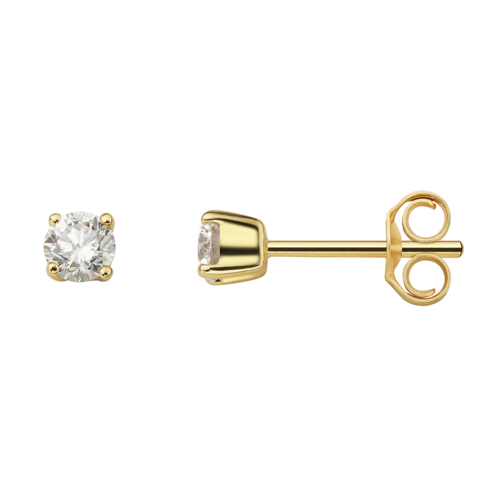 Gold Ohrstecker aus 750 Brillant 0.30 Damen ct Schmuck Paar Ohrringe Gelbgold, Diamant Ohrstecker ELEMENT ONE