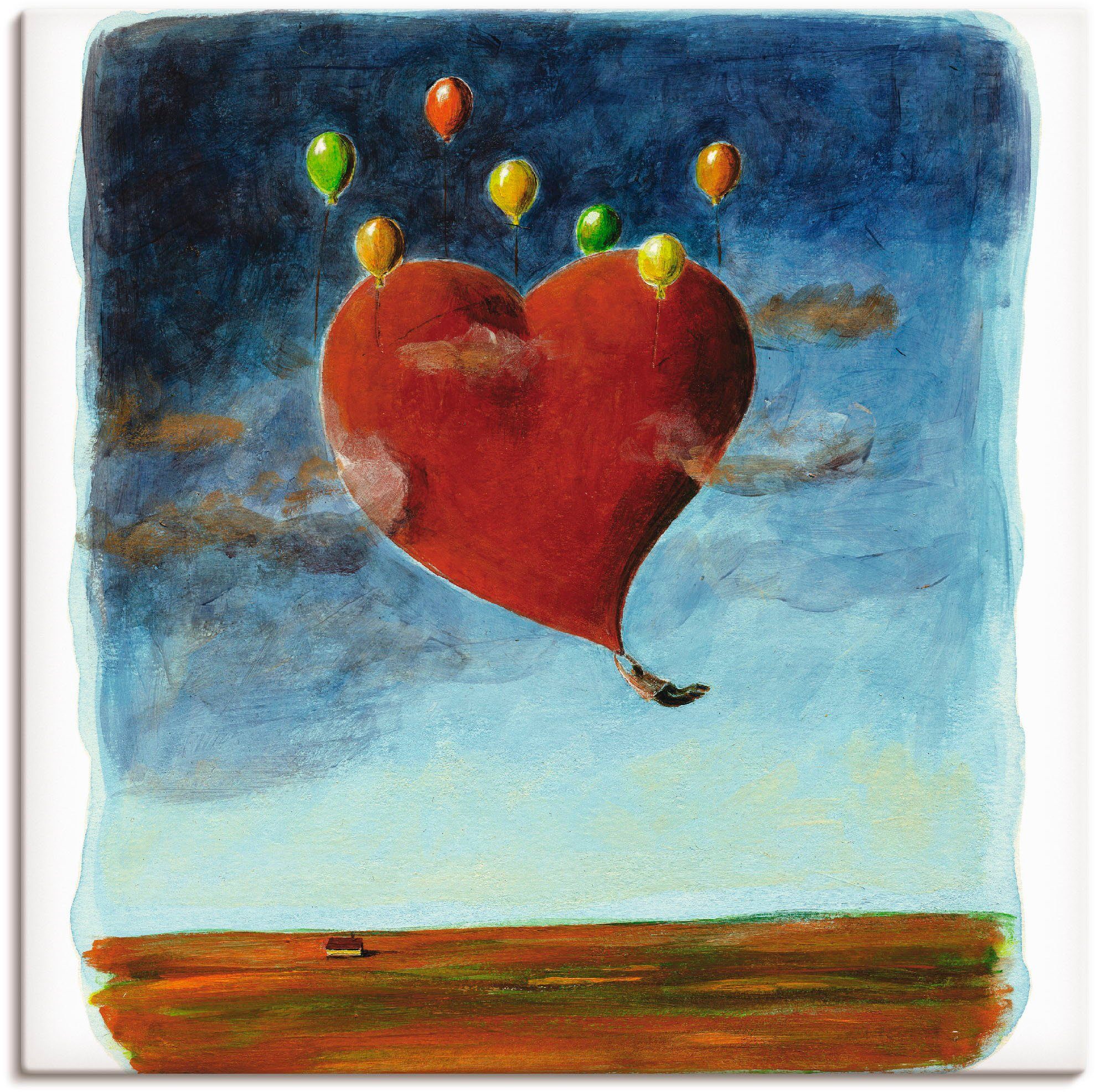 Artland Wandbild Fliegendes Herz, Herzen (1 St), als Leinwandbild, Wandaufkleber oder Poster in versch. Größen