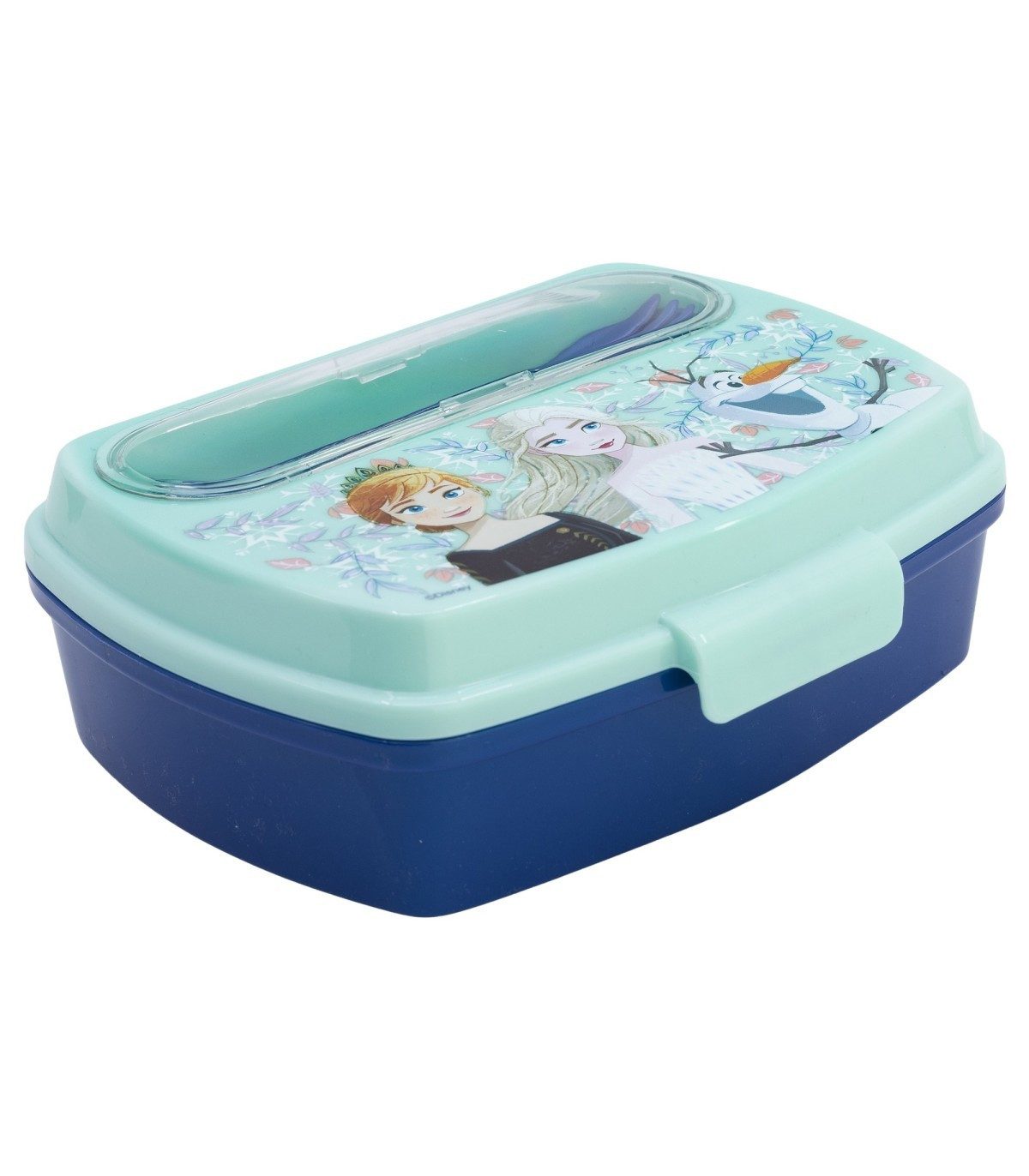 Disney Frozen Lunchbox Sandwichbox mit Besteck Kinder Brotdose Lunchbox, Polyethylen