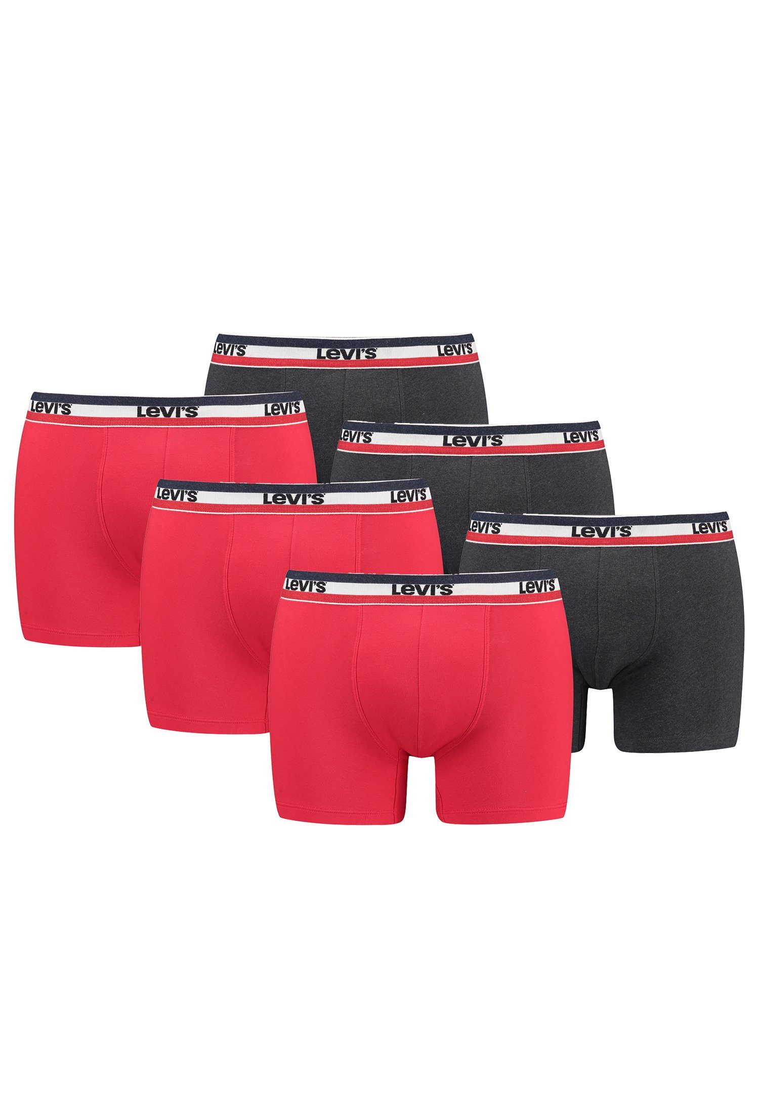 6er-Pack) BRIEF Levi's® LOGO CO 6er MEN (Set, 6-St., BOXER SPRTSWR Boxershorts / Black Red ORGANIC Pack