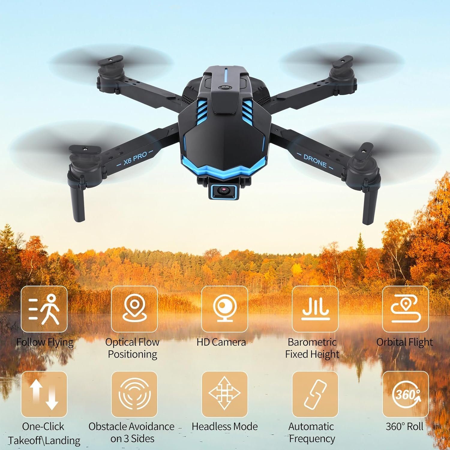 Akku, Sensor für Weinsamkeit für Kinder, mit HD, Drohne Quadcopter mit Anfänger Schwerkraft RC Ein-Tasten-Start/Landung) 2 WiFi Drohne (1080P FPV Drone RC Kamera