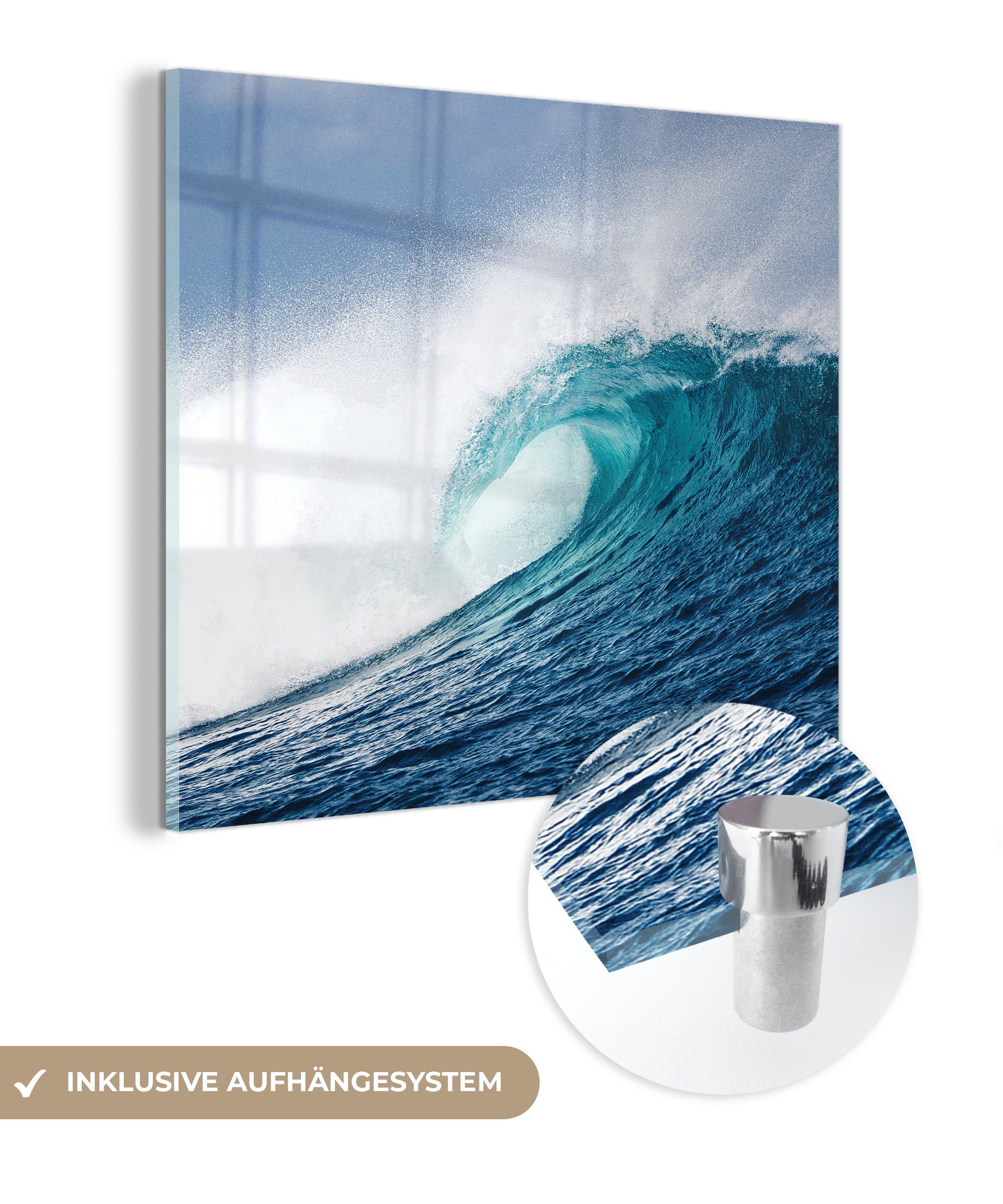 - Meer - Acrylglasbild - St), Golf (1 Wanddekoration Schaum, auf - auf MuchoWow - Glas Foto Bilder Wandbild Glasbilder Glas