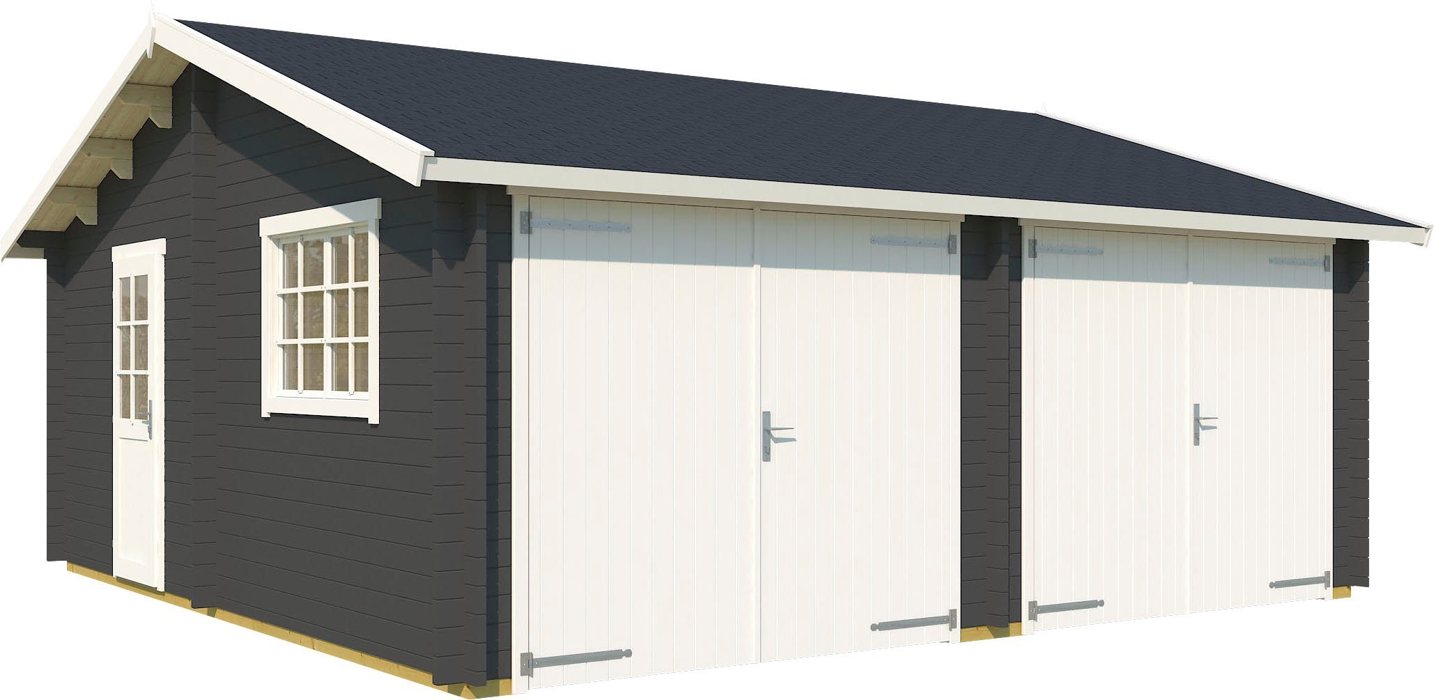LASITA MAJA Garage Falkland (Set, Für 2 Fahrzeuge geeignet), Garage + 2 Holztoren