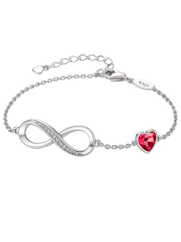 S&T Design Silberarmband Infinity Armband Damen 925 Sterling Silber Unendlichkeit Herz (Echt Silber, inkl. Verpackung), Verstellbares Armband – Geschenk für Frau, Freundin & Mutter